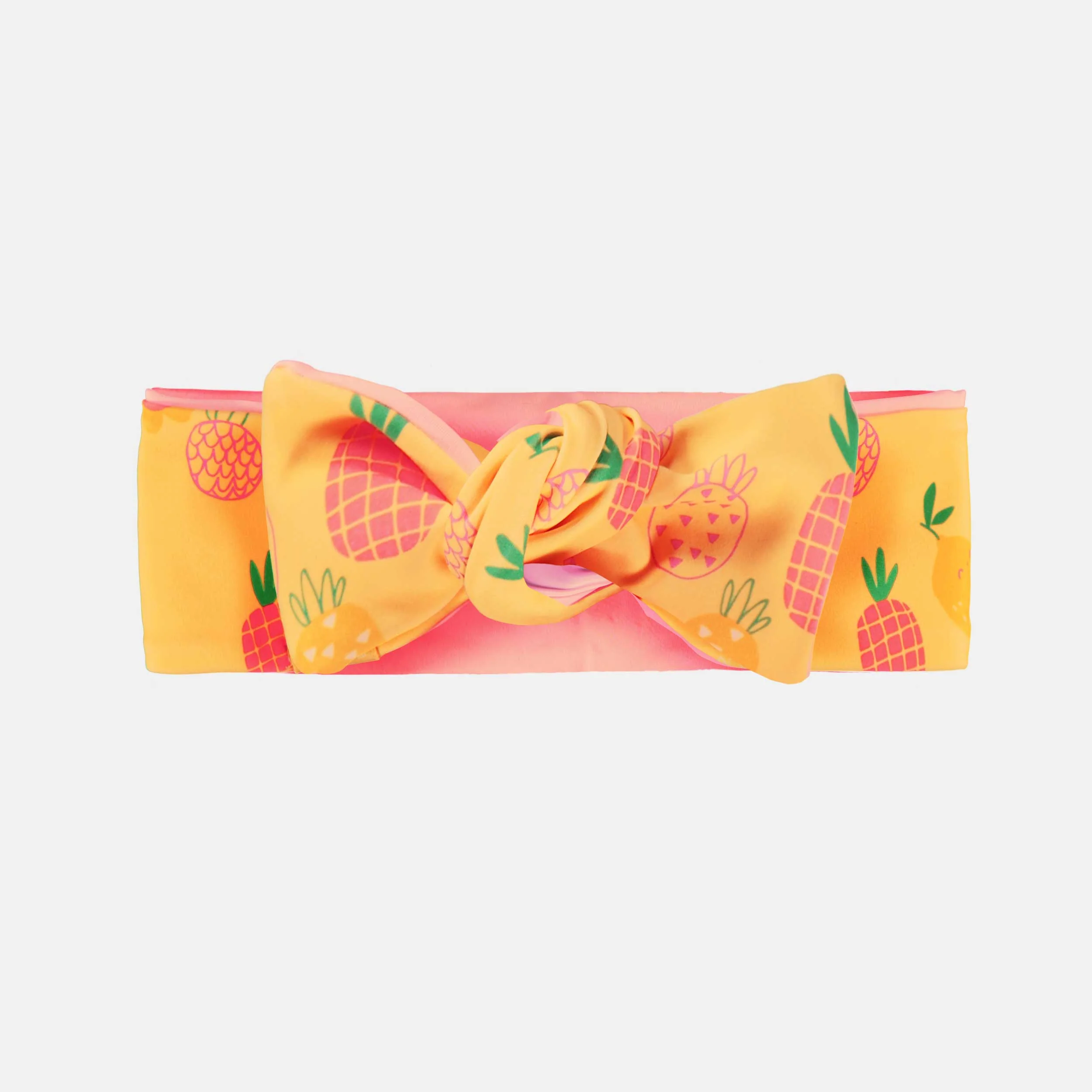 Bandeau de bain rose réversible jaune à motif de fruits, enfant - Image 2