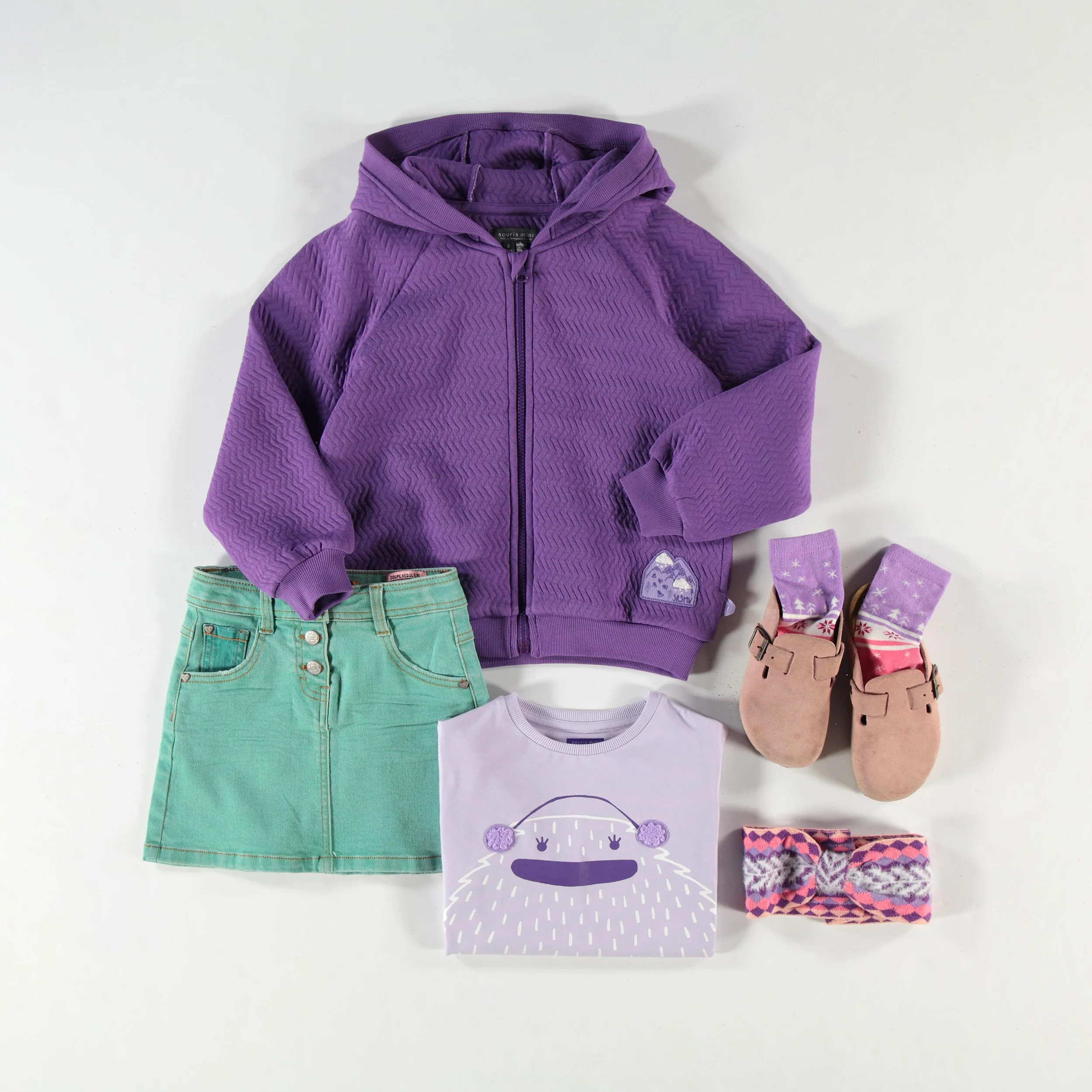 Bandeau mauve en tricot avec motifs, enfant - Image 4