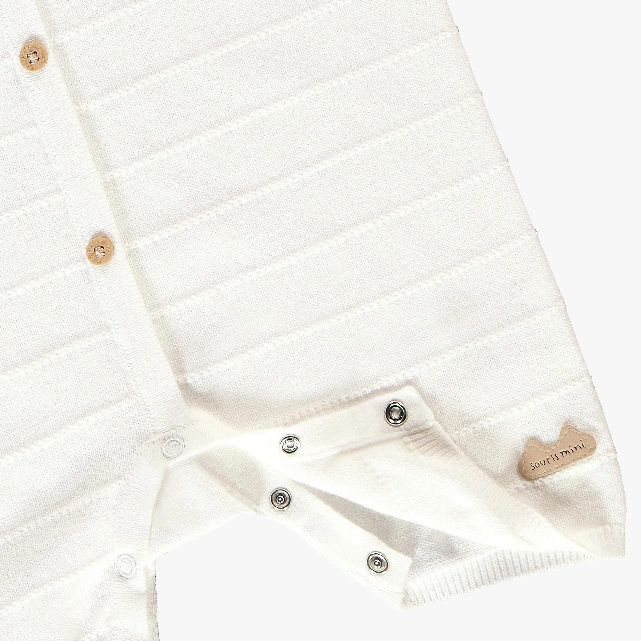 Barboteuse crème en tricot avec rayures, naissance - Image 3