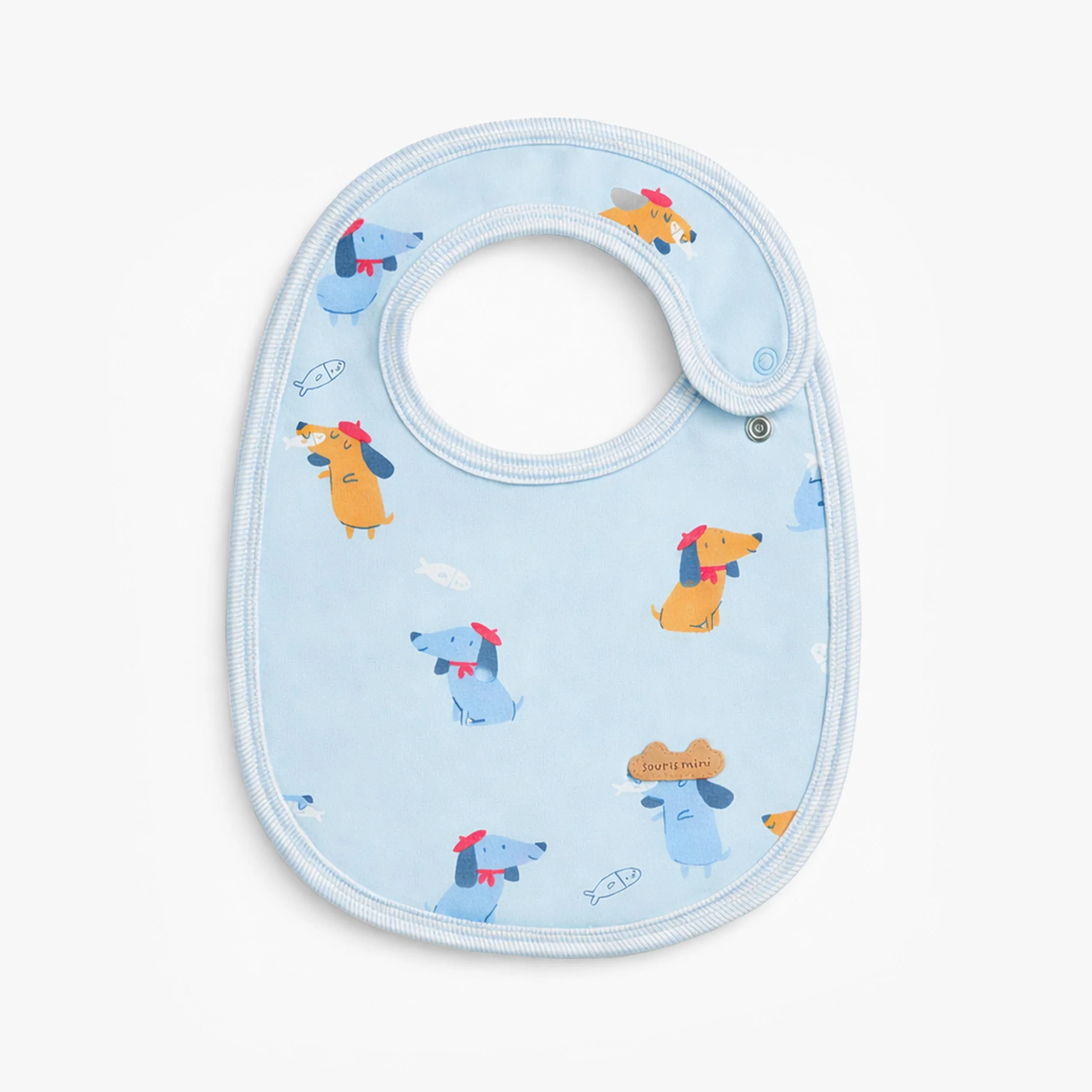 Bavoir bleu à motifs de chiens, naissance