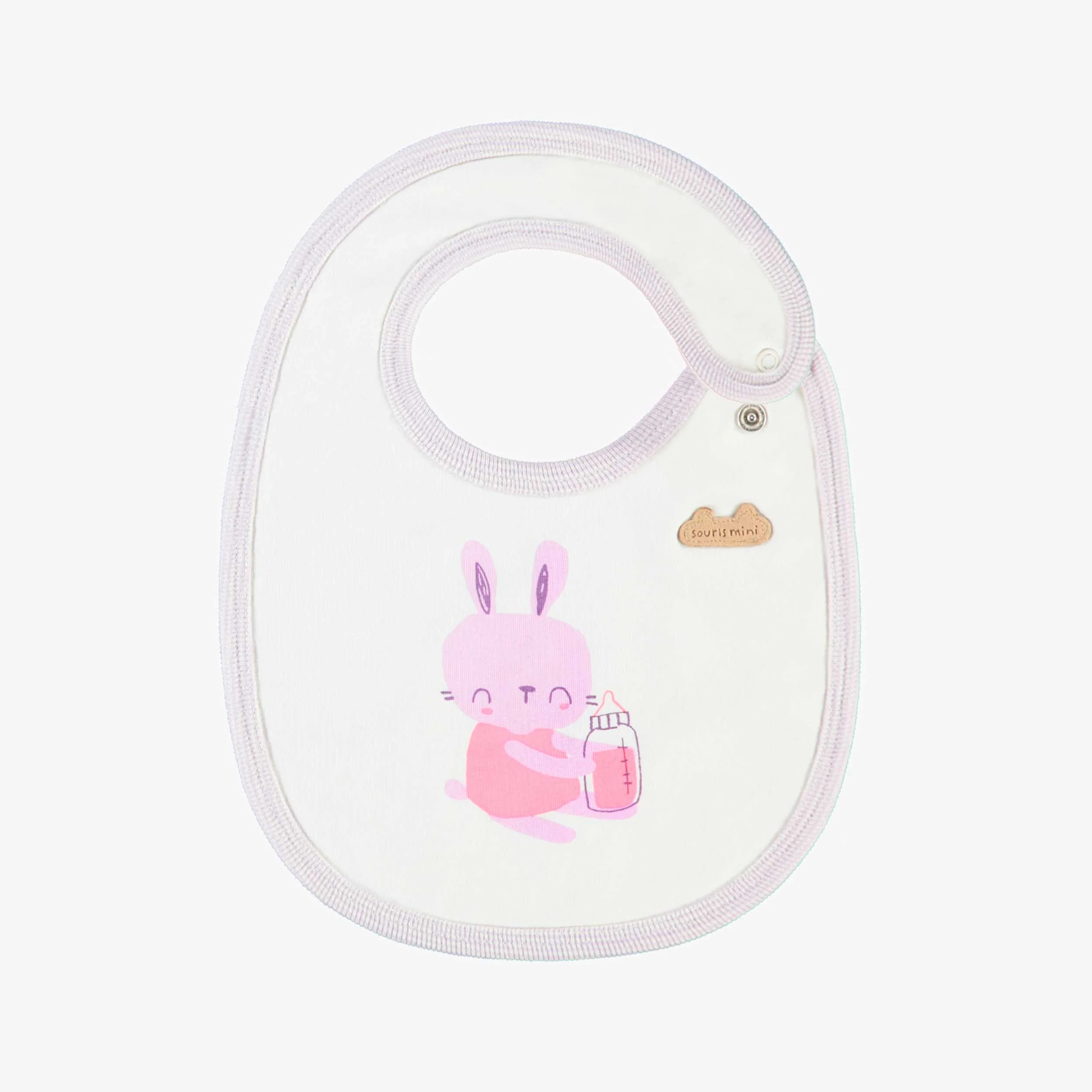 Bavoir crème avec illustration, naissance