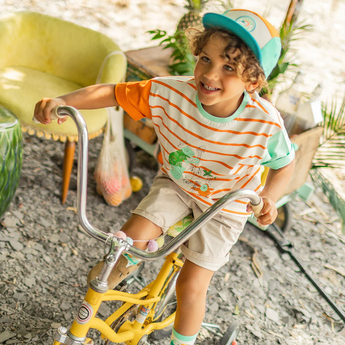 Bermuda beige en denim coupe décontractée, enfant - Image 3
