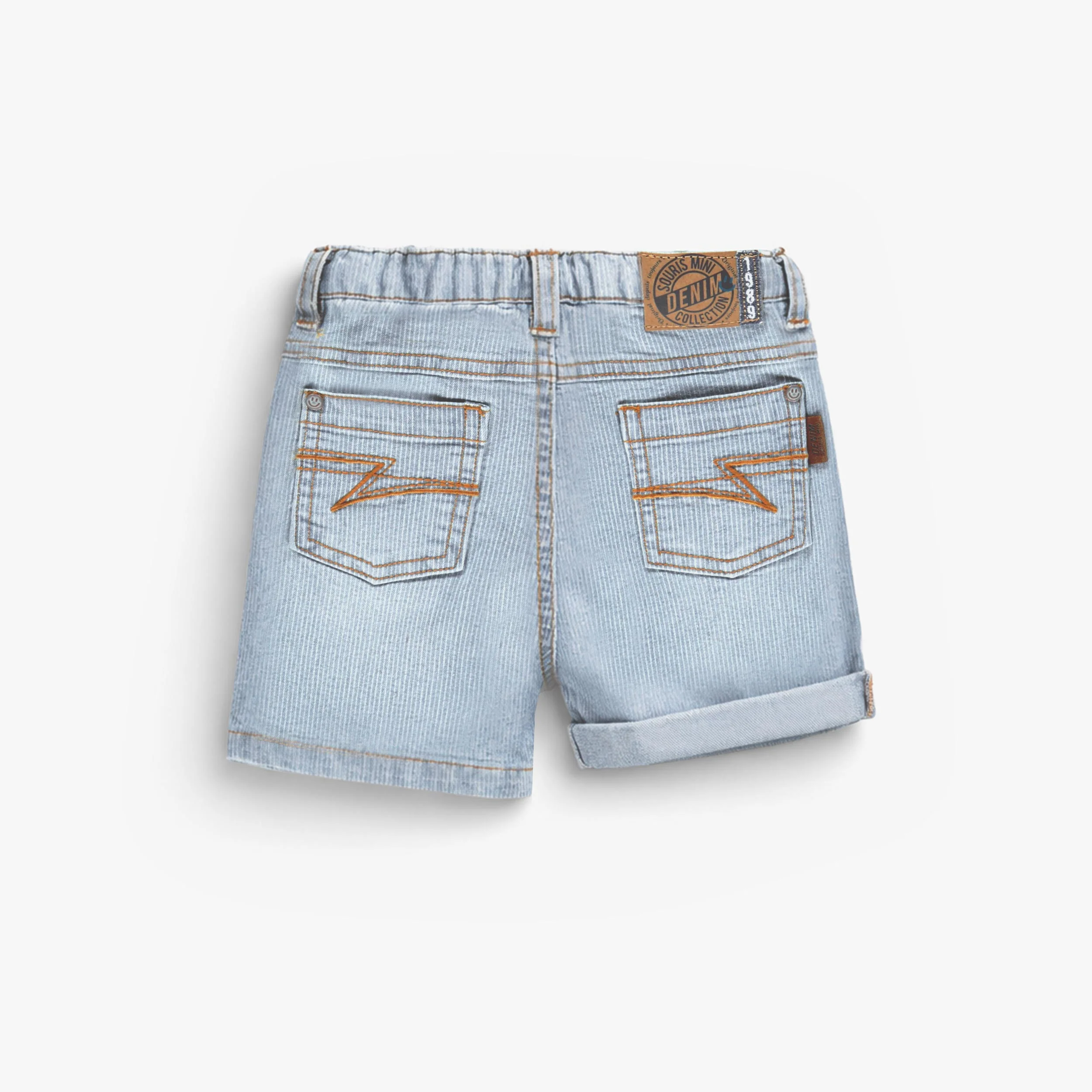 Bermuda bleu pâle en denim à rayures, enfant - Image 2