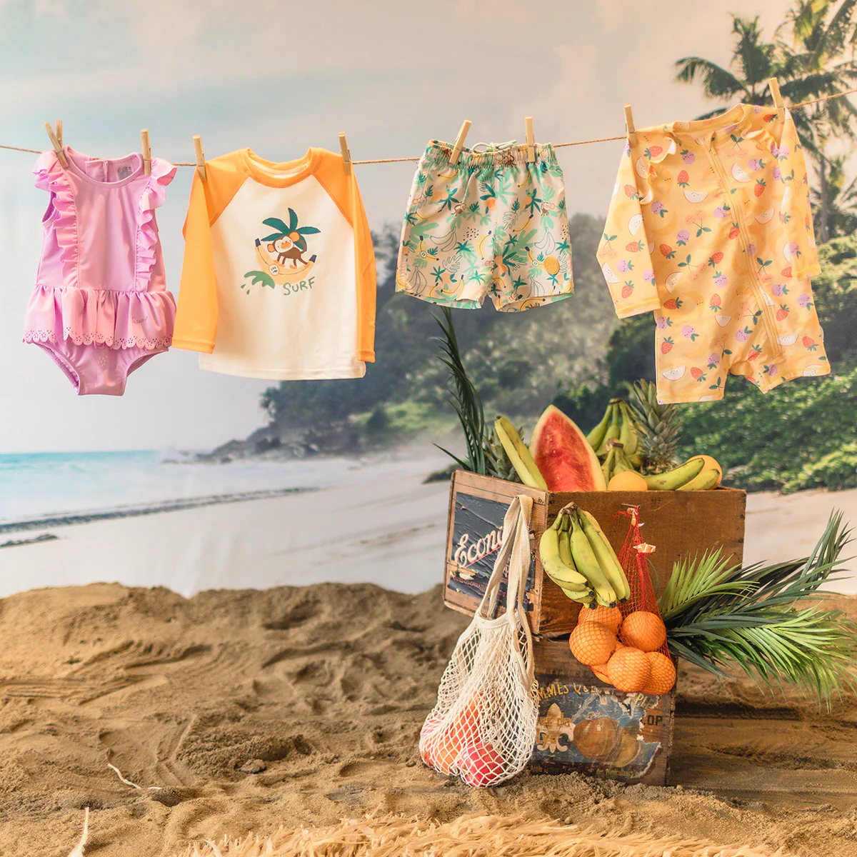 Maillot de bain une pièce jaune à motifs fruités, bébé - Image 5