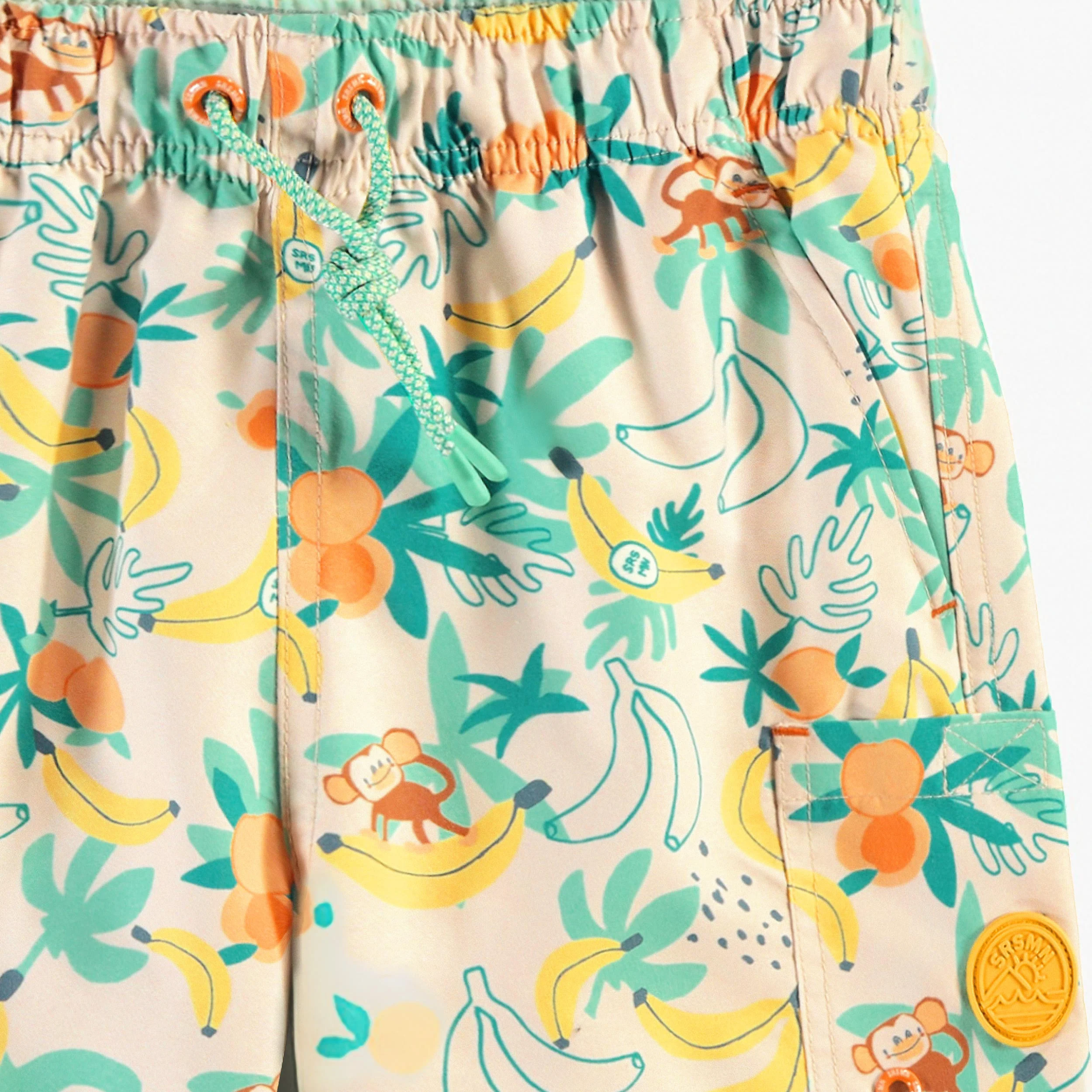 Bermuda de bain beige à motifs tropicaux, enfant - Image 3