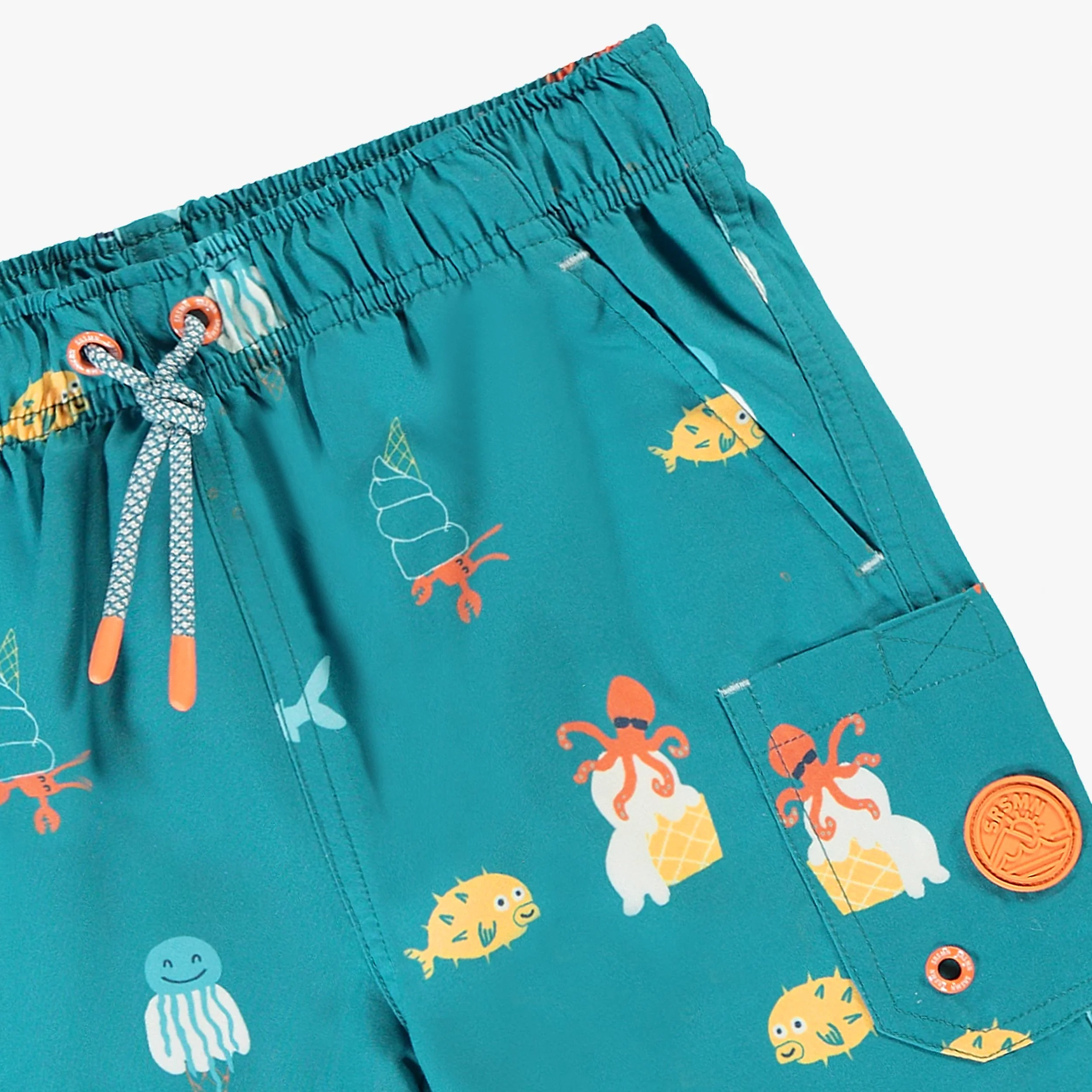 Bermuda de bain bleu sarcelle avec motifs, enfant - Image 6