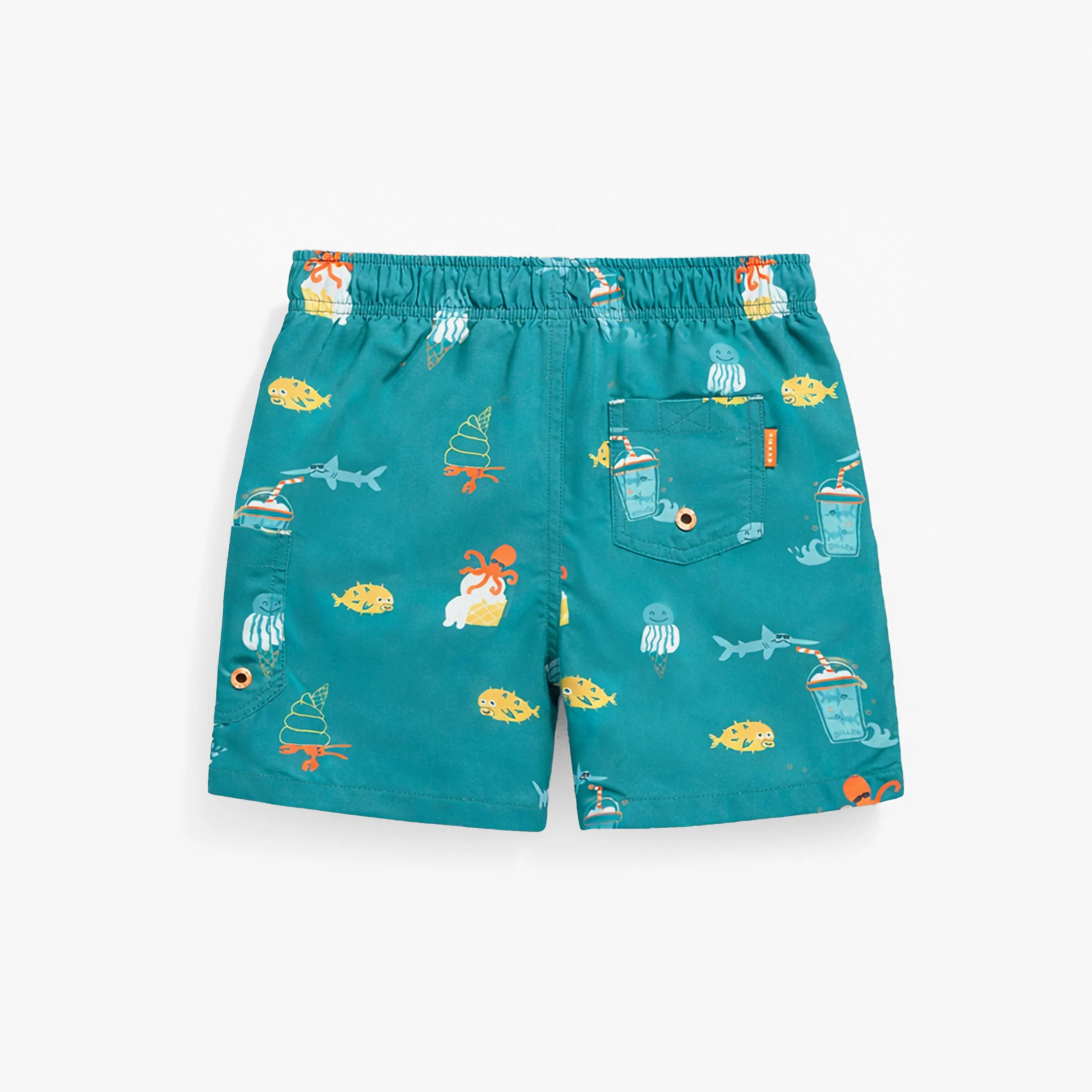 Bermuda de bain bleu sarcelle avec motifs, enfant - Image 7