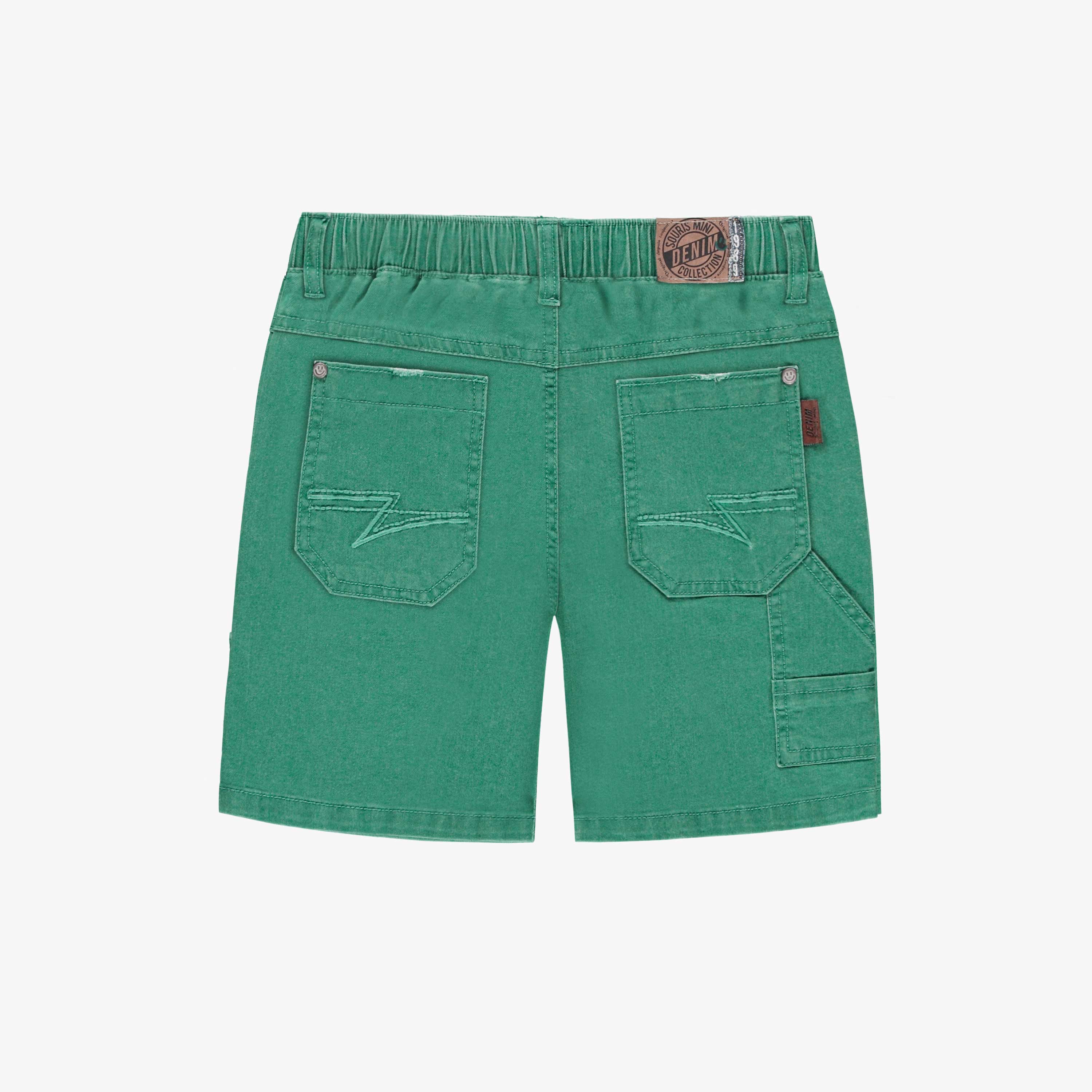 Bermuda de denim vert à effet délavé, enfant - Image 2