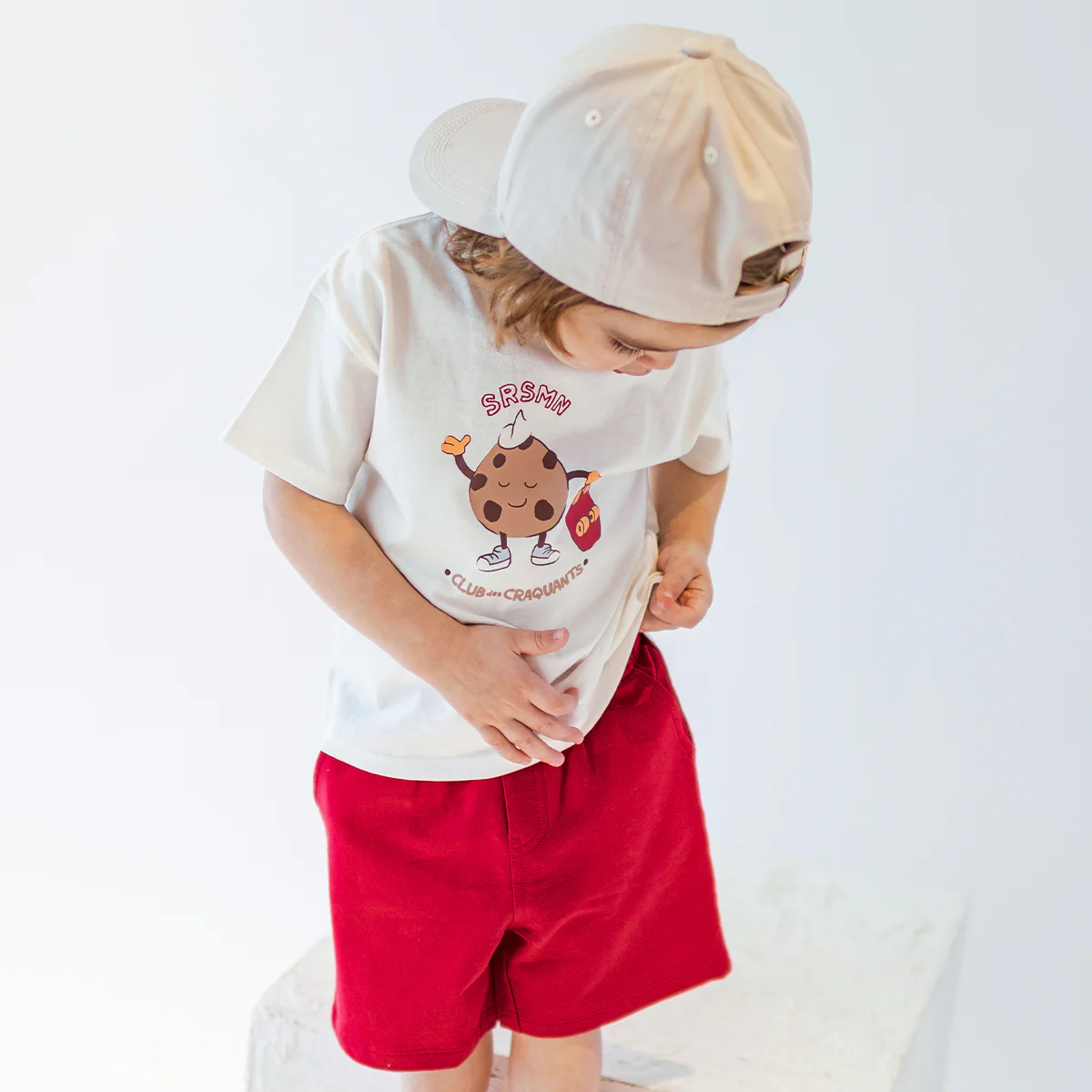 Bermuda rouge en coton français, bébé - Image 2