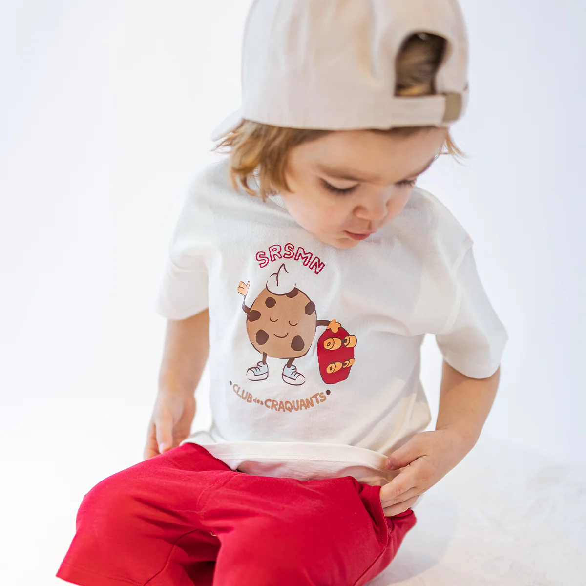 Bermuda rouge en coton français, bébé - Image 3