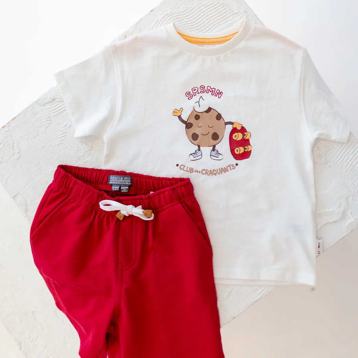 Bermuda rouge en coton français, bébé - Image 4