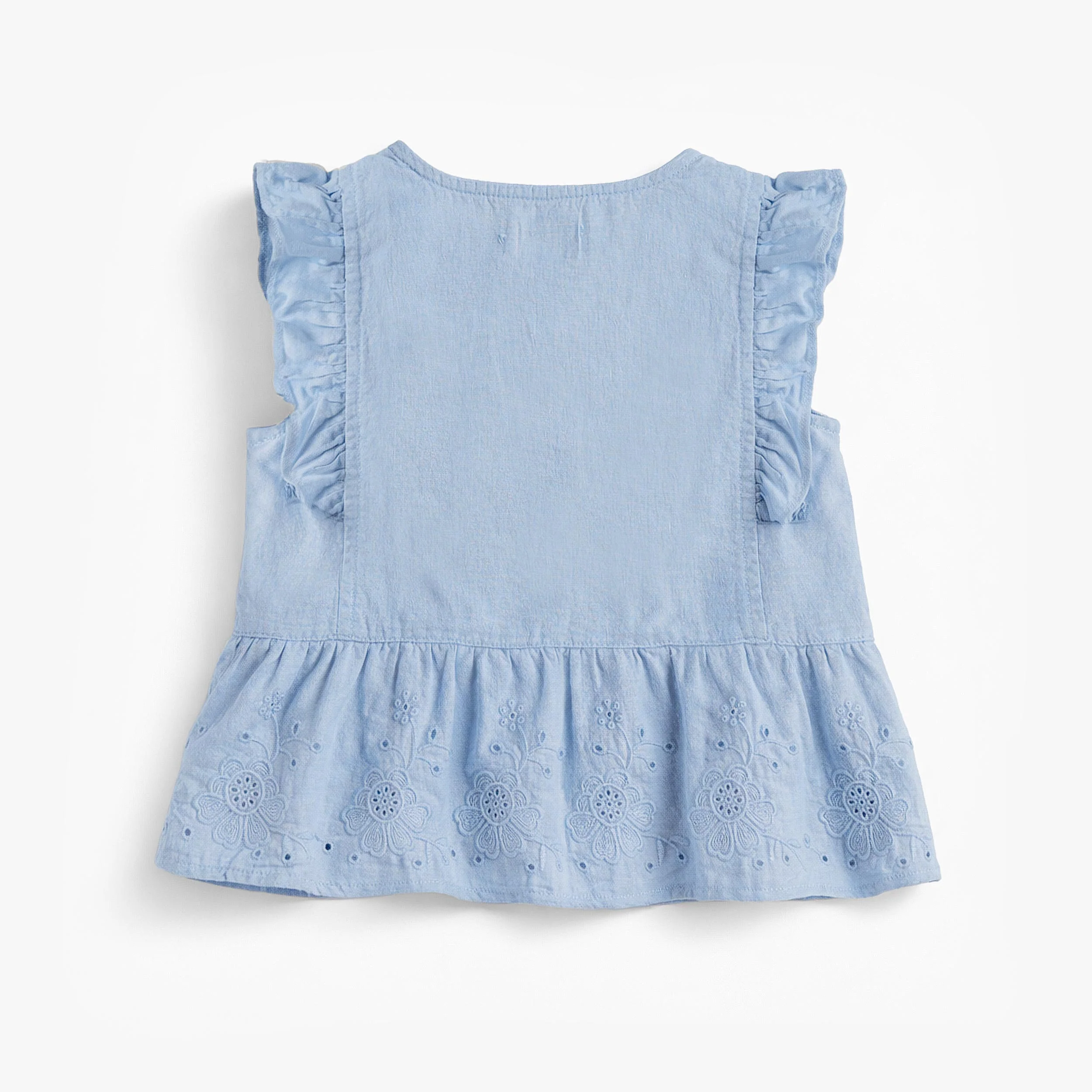 Blouse bleue avec broderie anglaise, enfant - Image 5