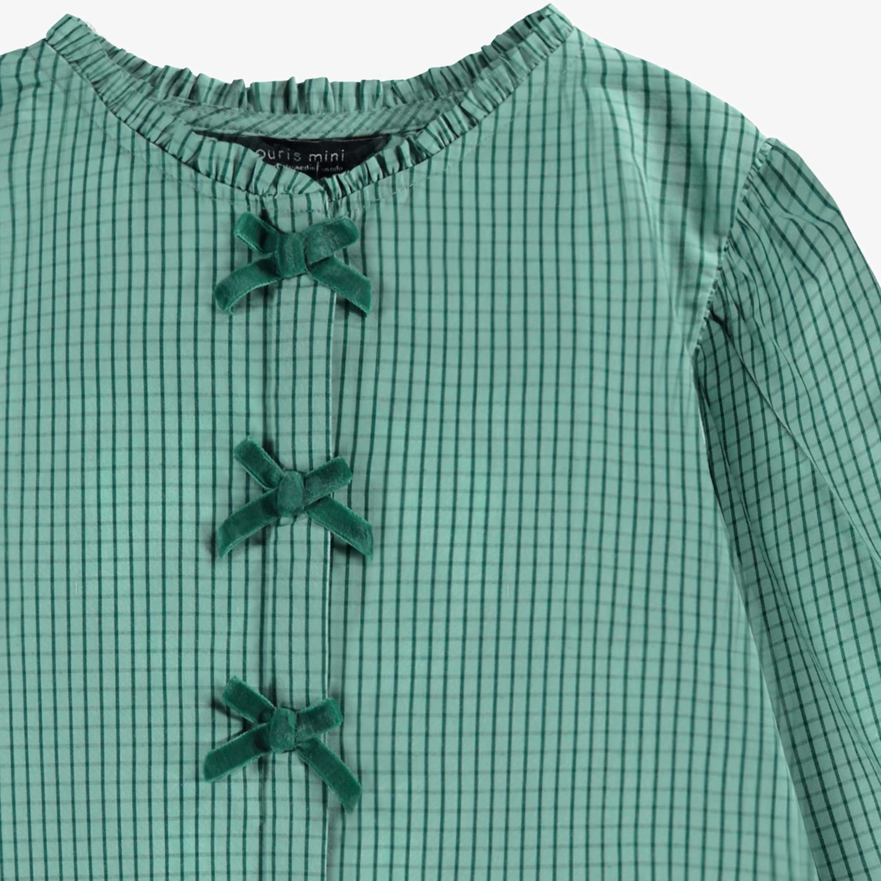 Blouse verte à carreaux vichy, enfant - Image 4