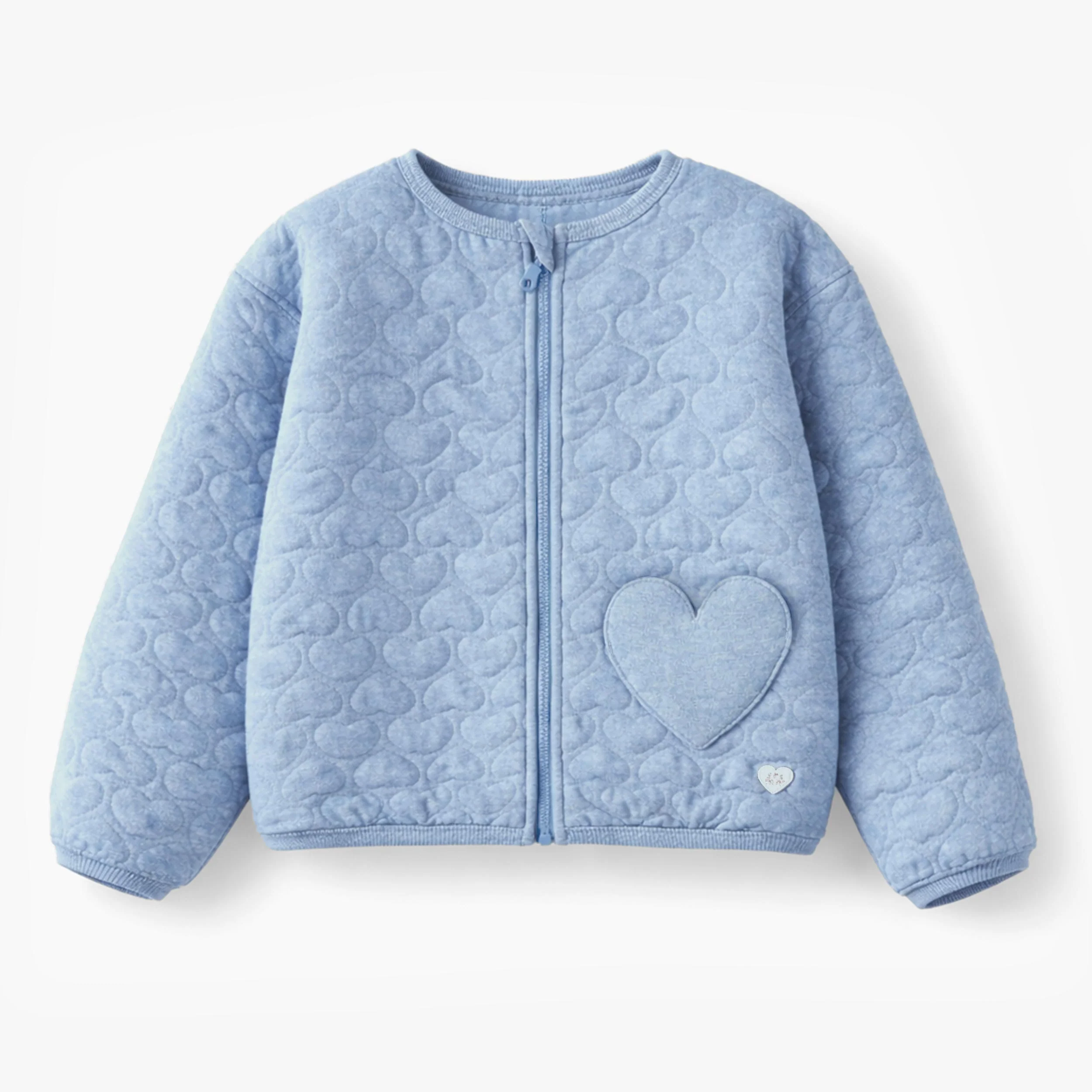 Blouson bleu avec matelassé de cœurs, enfant