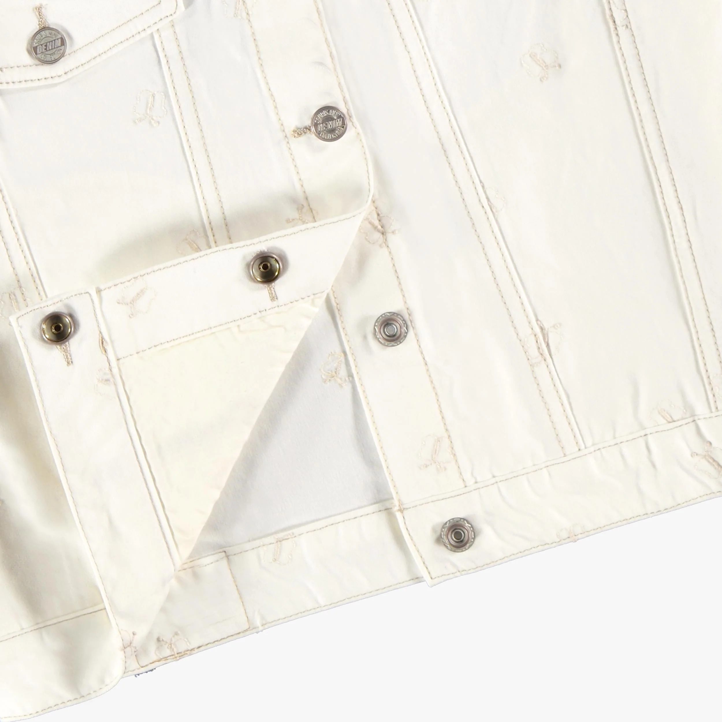 Blouson crème en denim avec broderies de papillons, enfant - Image 5