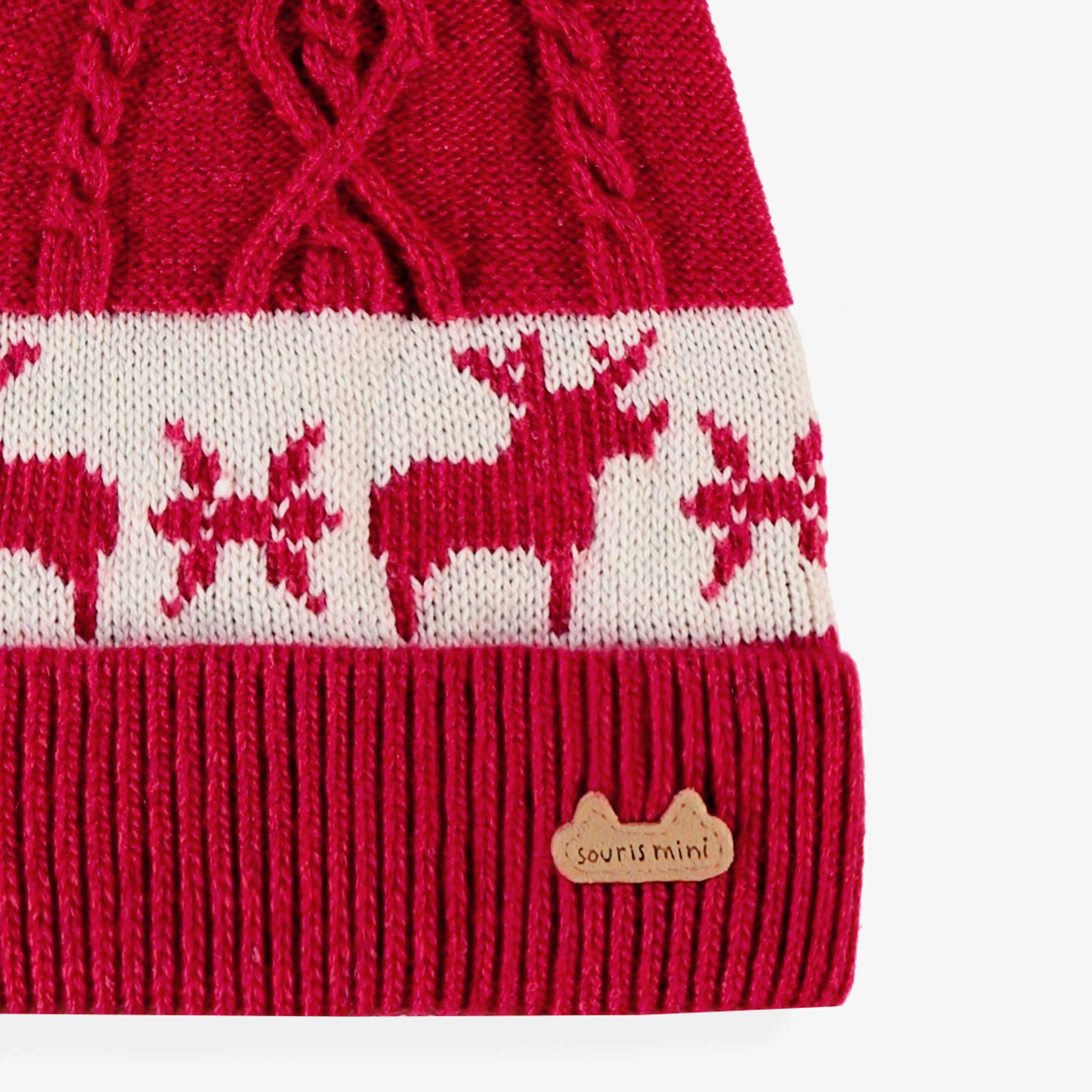 Bonnet rouge à motifs jacquard, naissance - Image 7