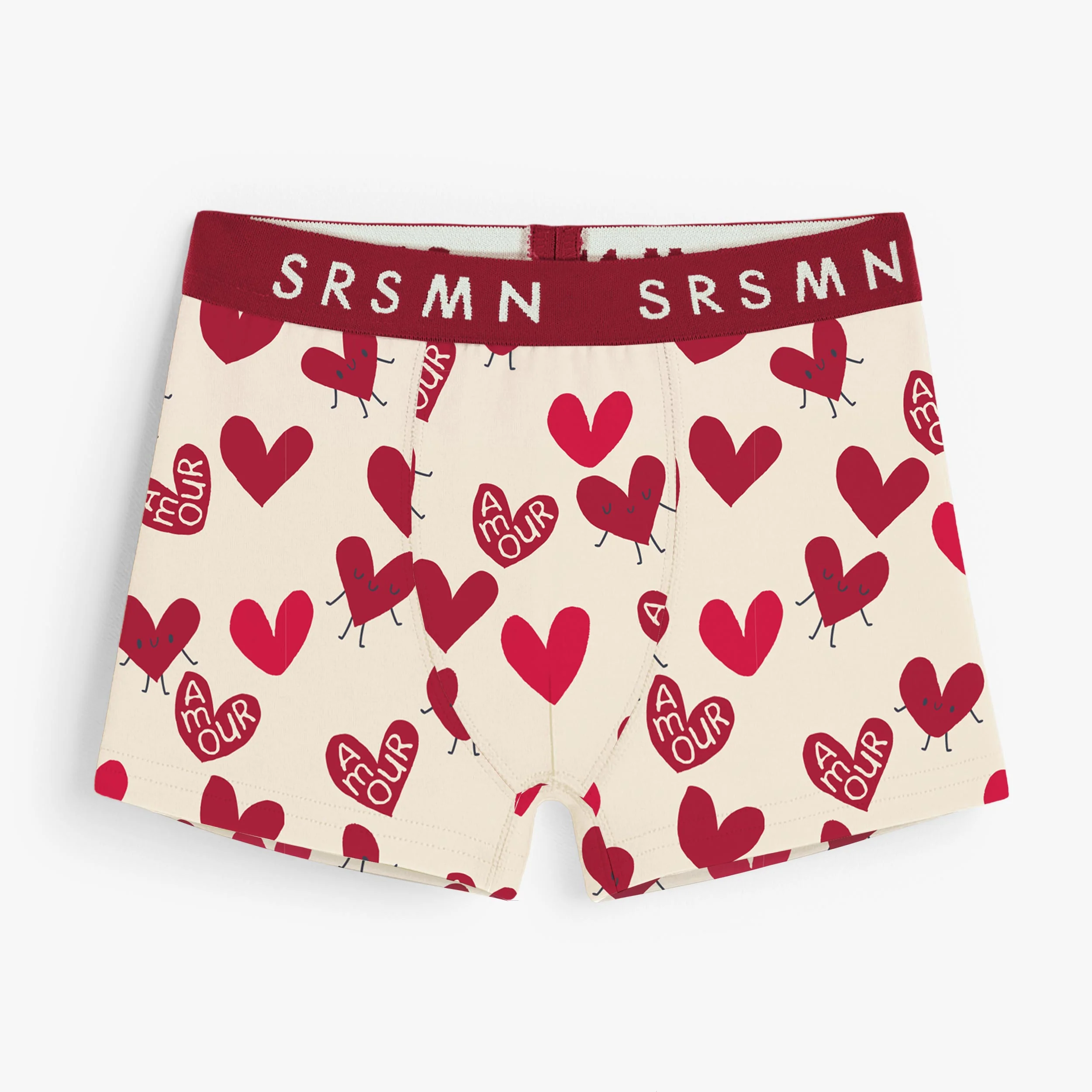 Boxer crème à motifs de cœurs, enfant