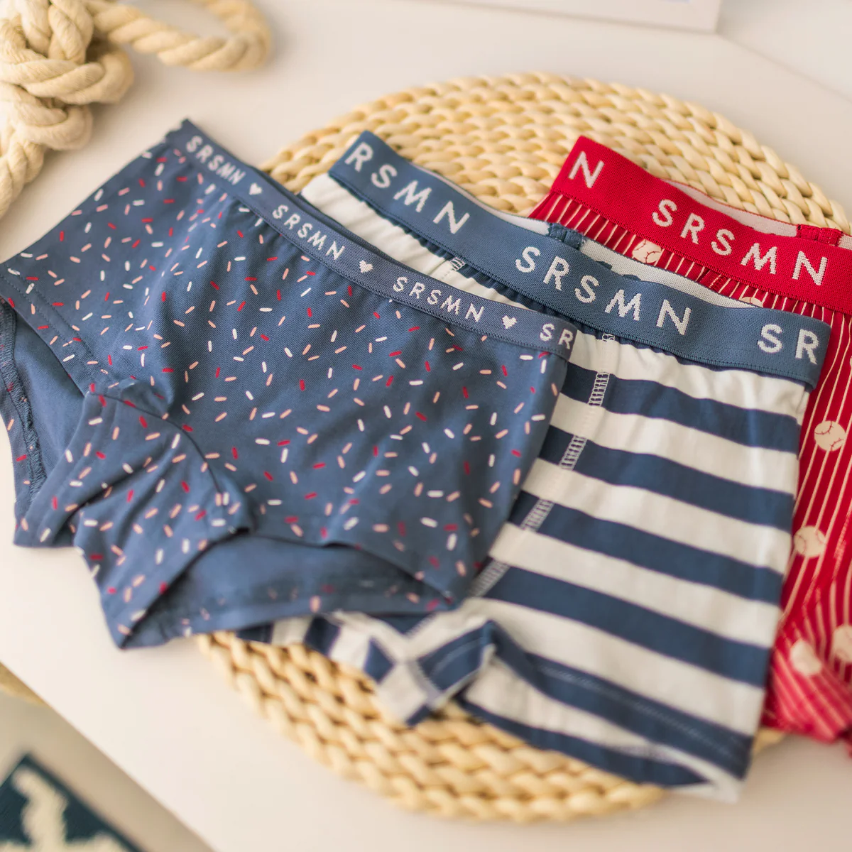 Boxer marine et crème à rayures, enfant - Image 2