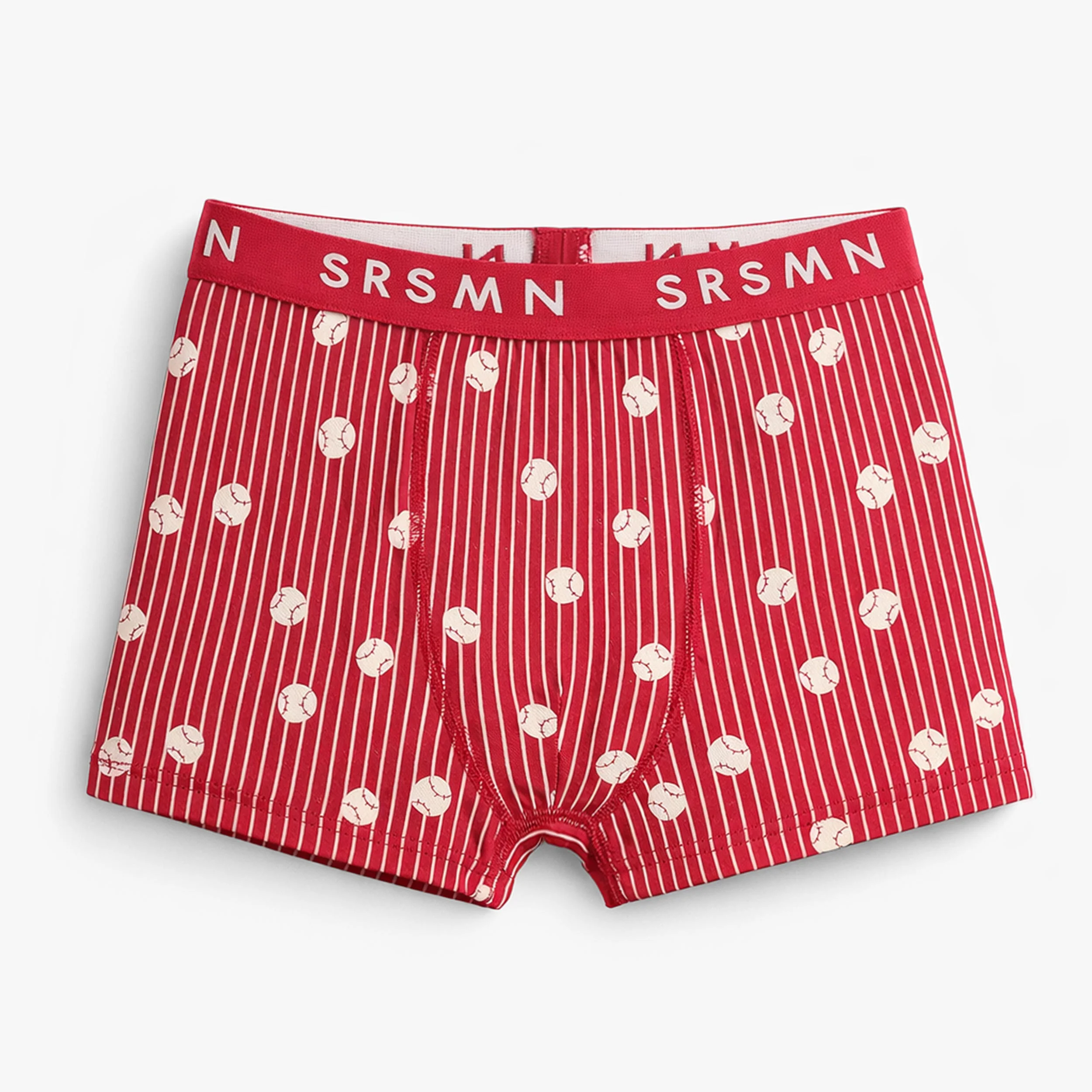 Boxer rouge avec rayures et balles de baseball, enfant