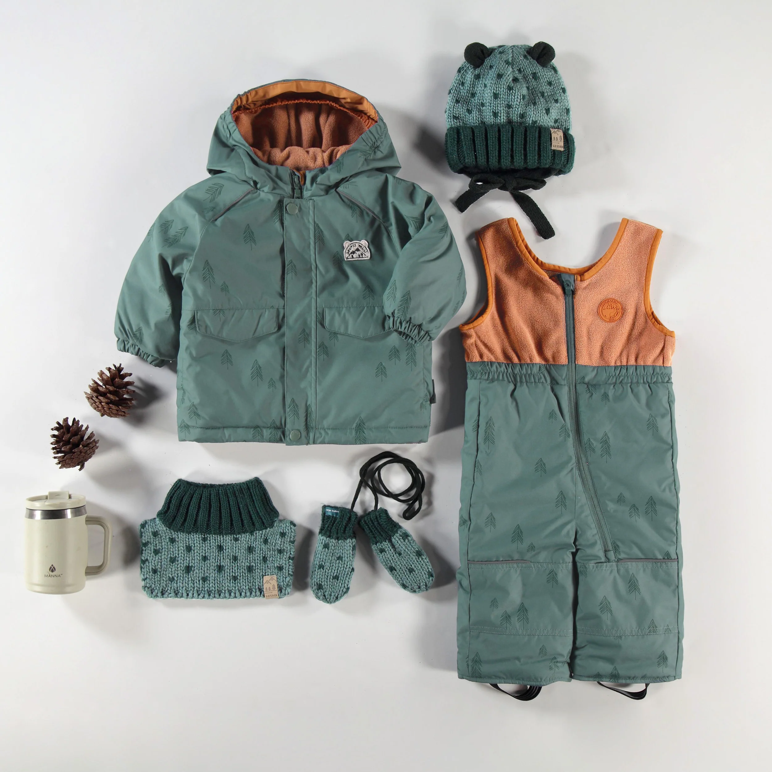 Cache-cou turquoise en tricot avec motifs, bébé - Image 2