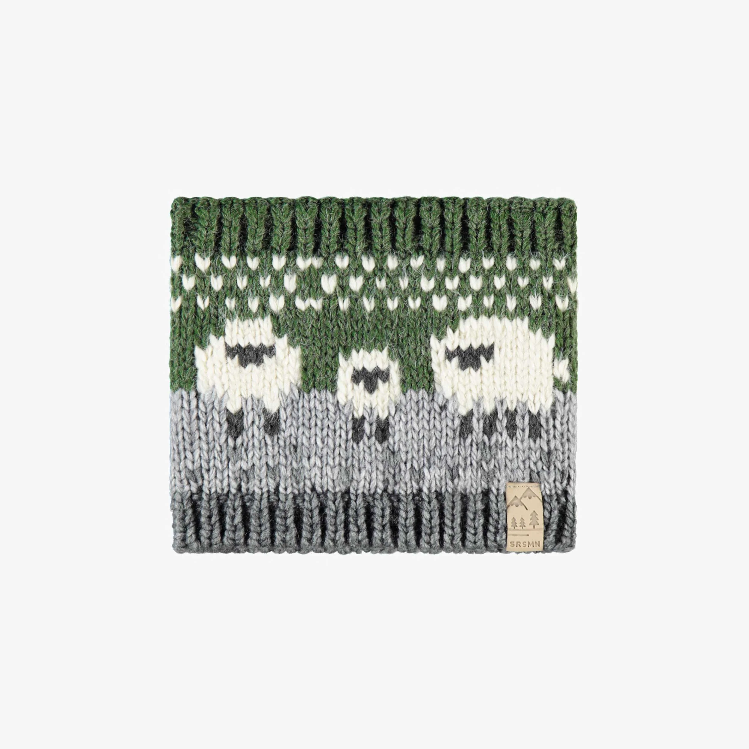 Cache-cou vert en tricot avec moutons, bébé