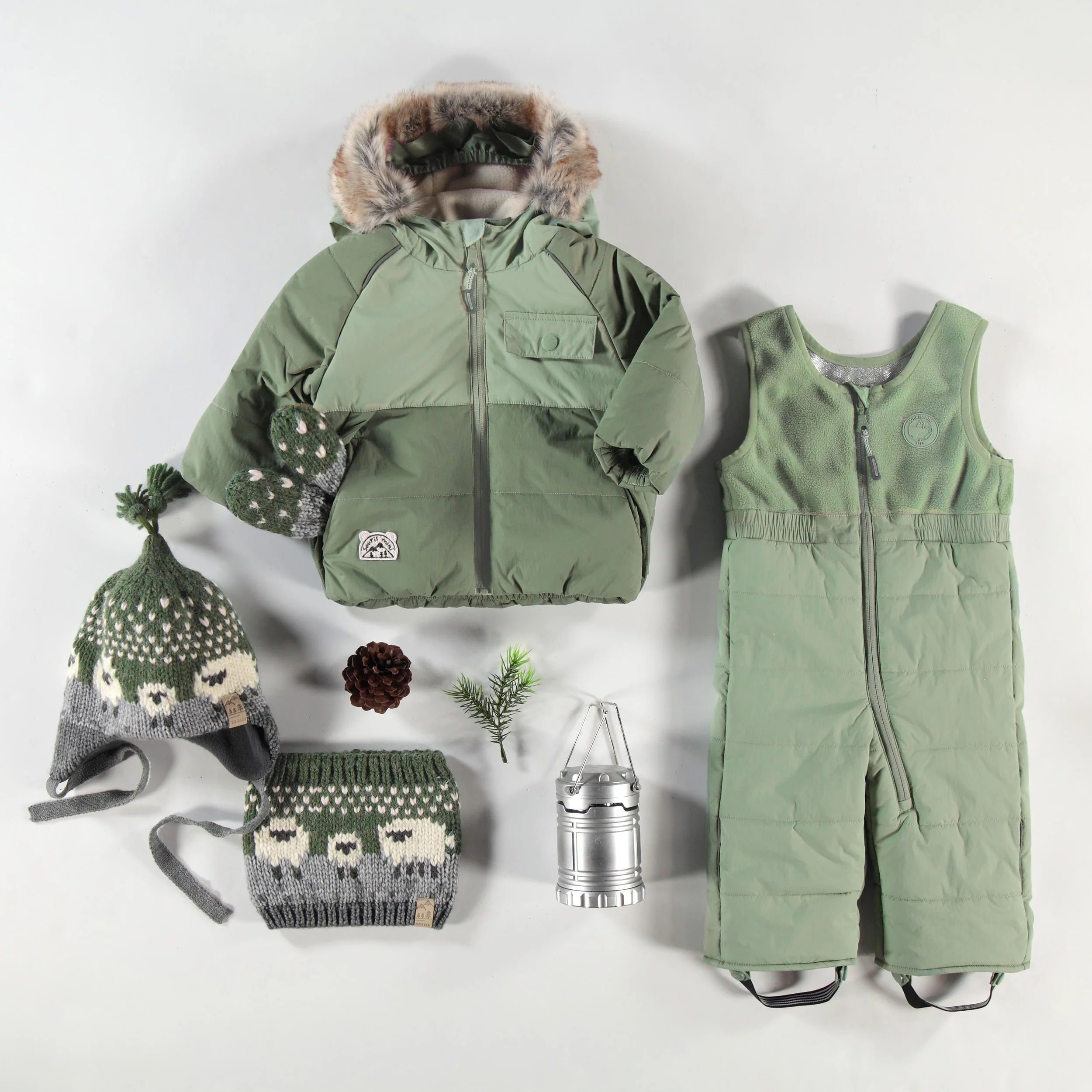 Cache-cou vert en tricot avec moutons, bébé - Image 3
