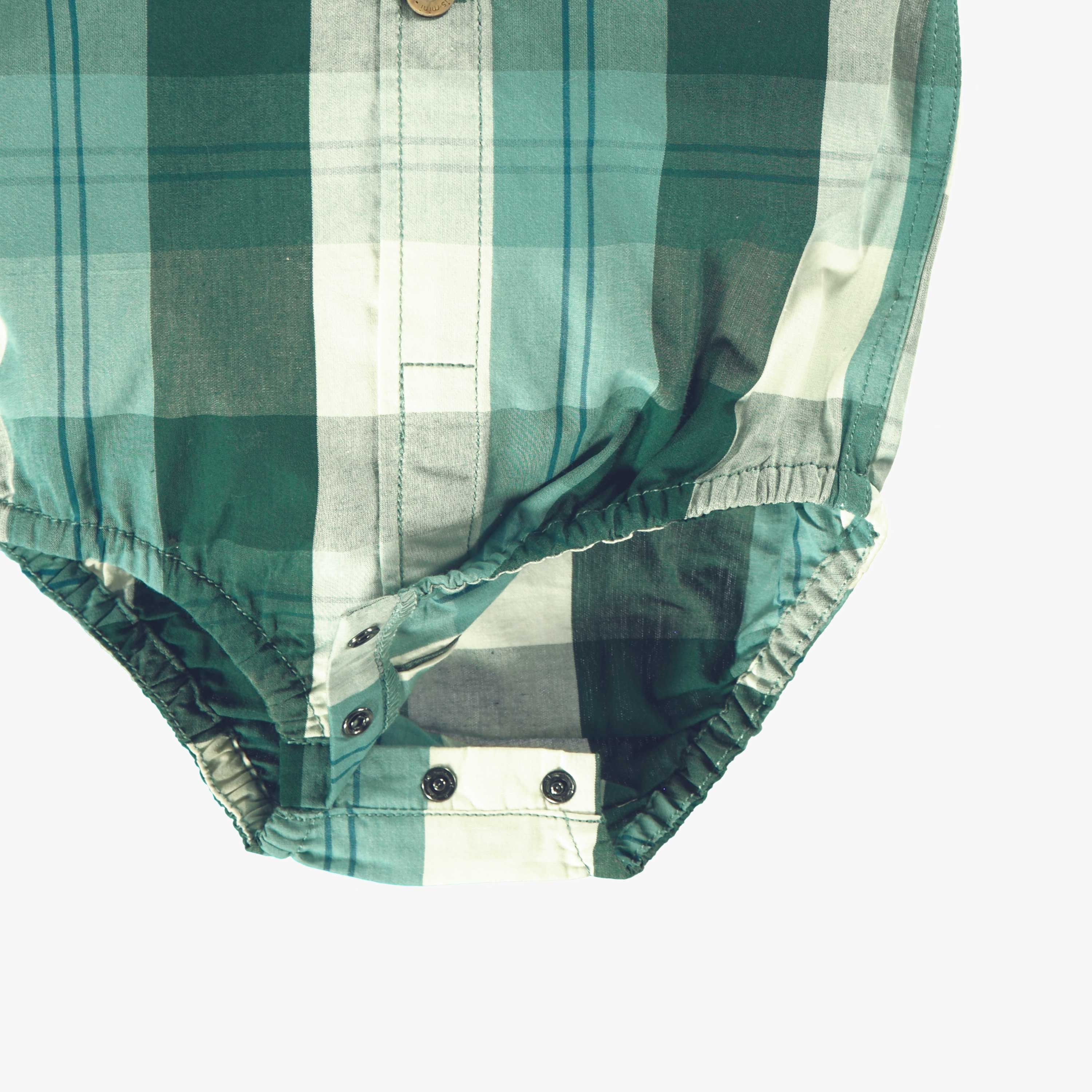 Cache-couche chemise vert et turquoise à carreaux, naissance - Image 2