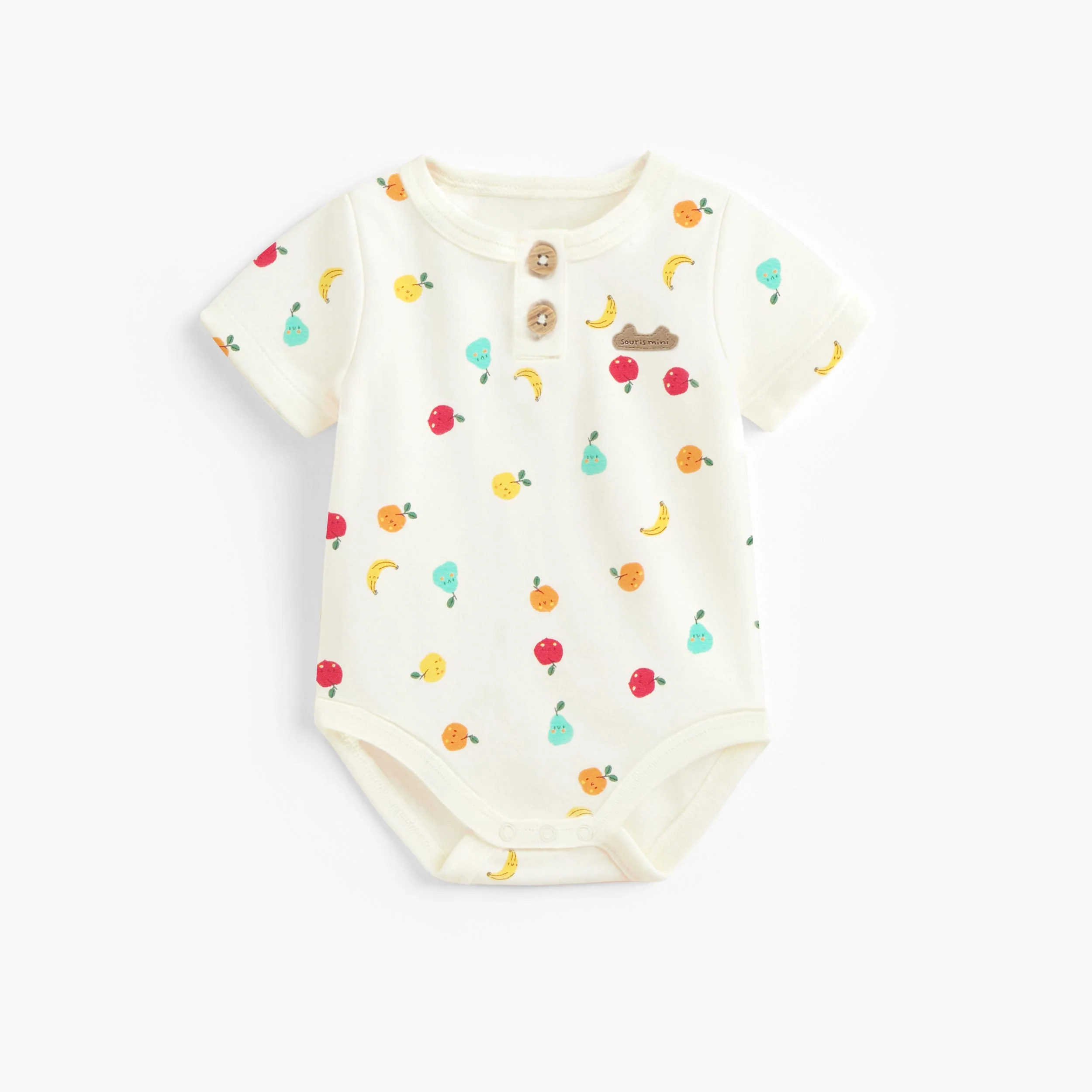 Cache-couche crème à motifs fruités, naissance