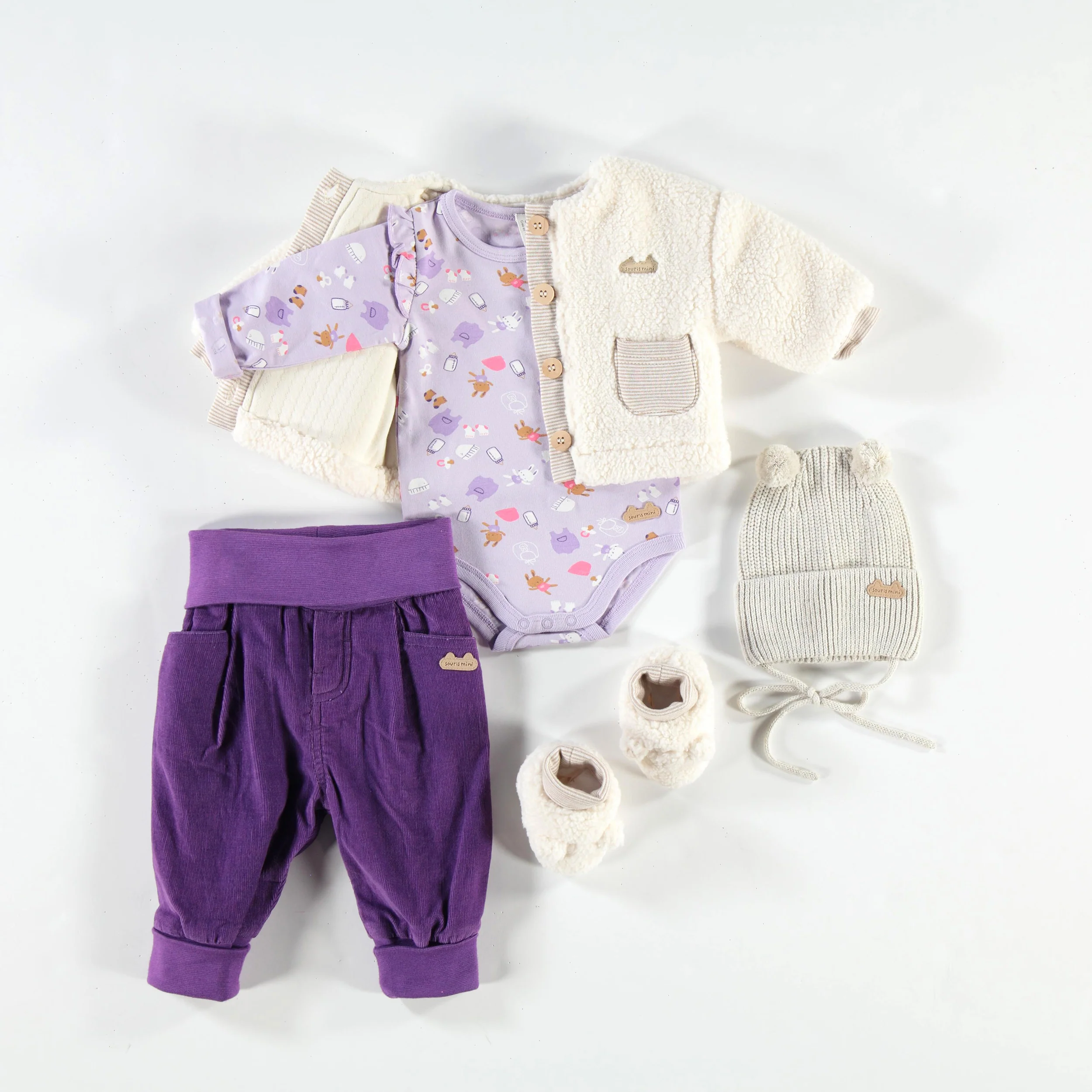 Cache-couche mauve à motifs, naissance - Image 3