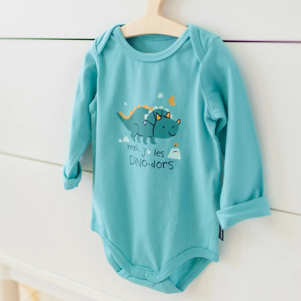 Cache-couche turquoise avec illustration de dinosaure, bébé - Image 2