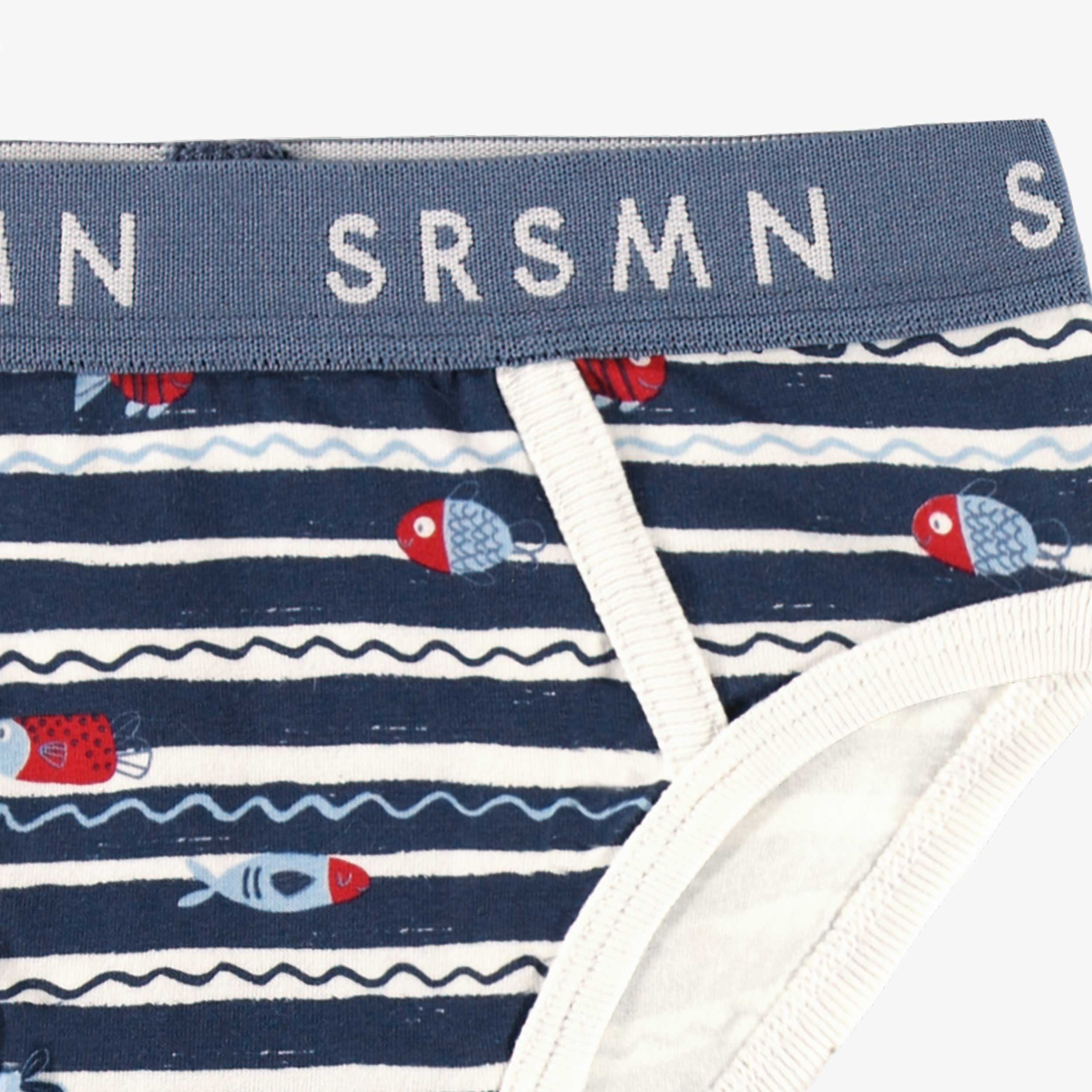 Caleçon bleu à rayures et motifs, enfant - Image 2