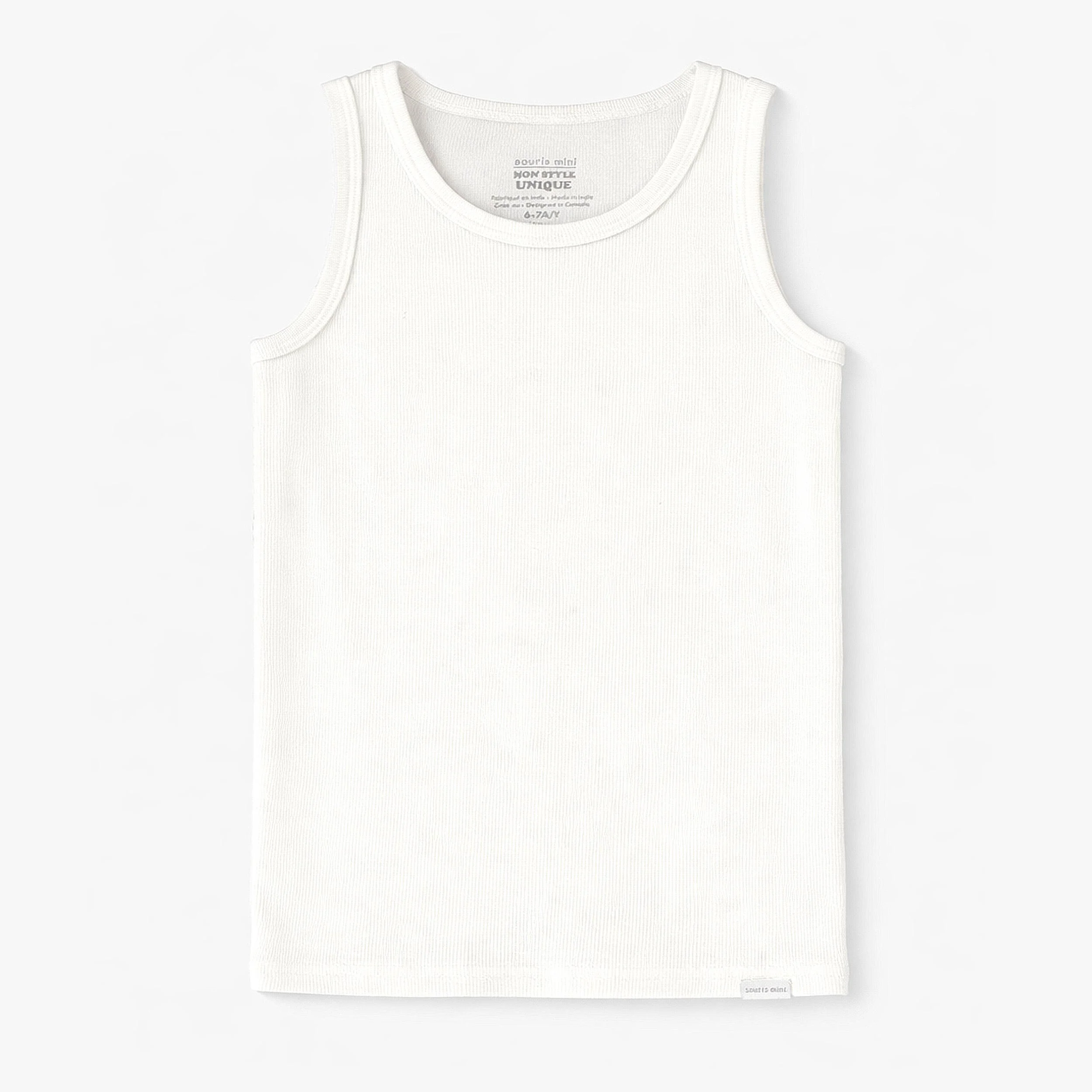 Camisole blanche en coton côtelé, enfant