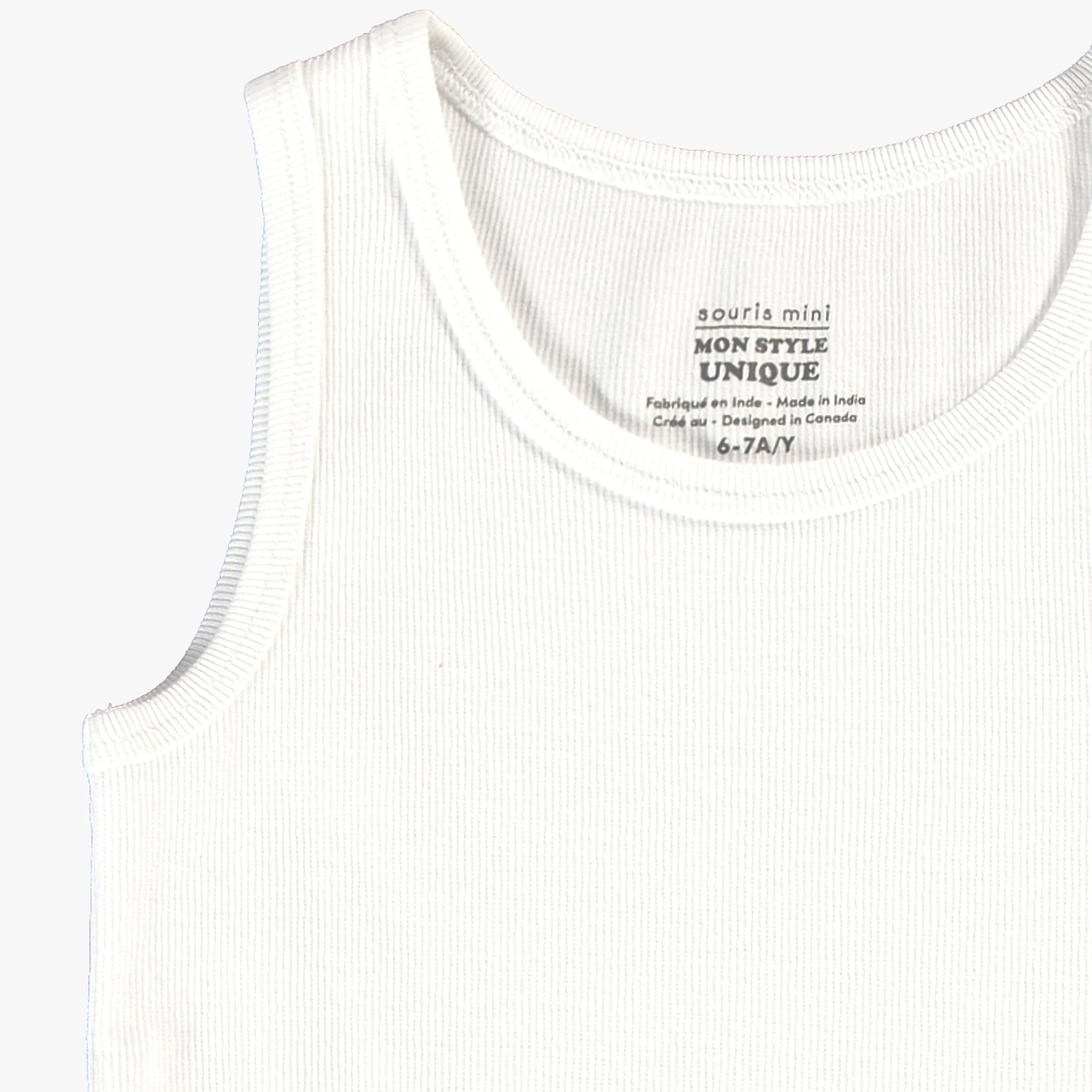Camisole blanche en coton côtelé, enfant - Image 2