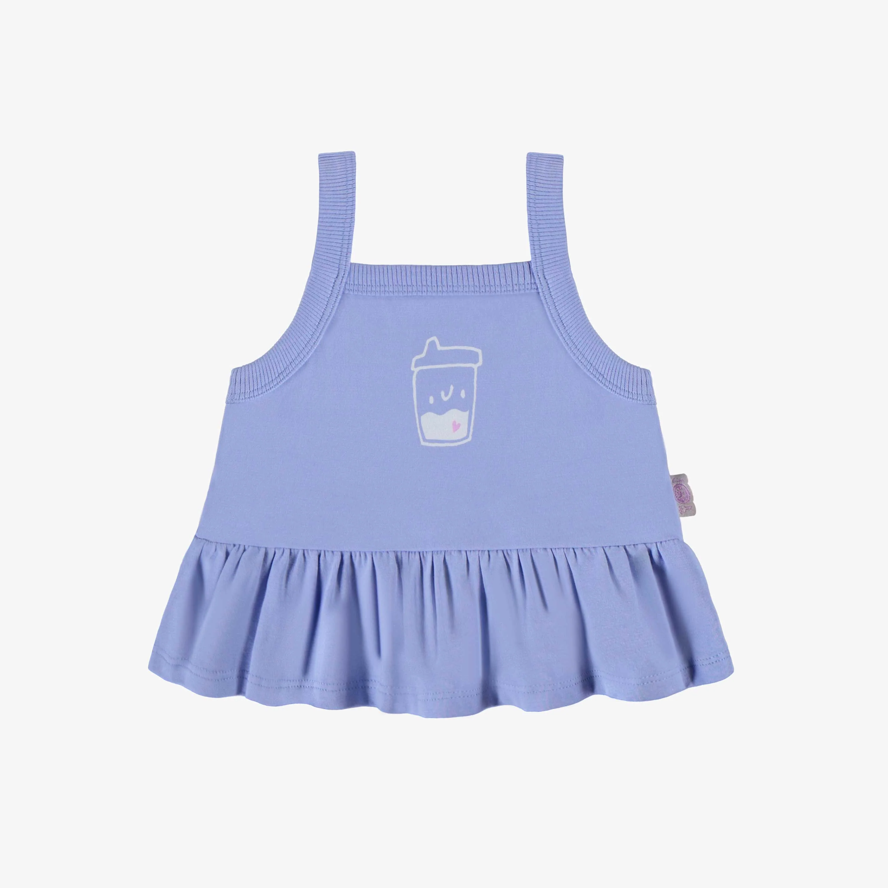Camisole bleue lavande à bretelles minces en coton, bébé