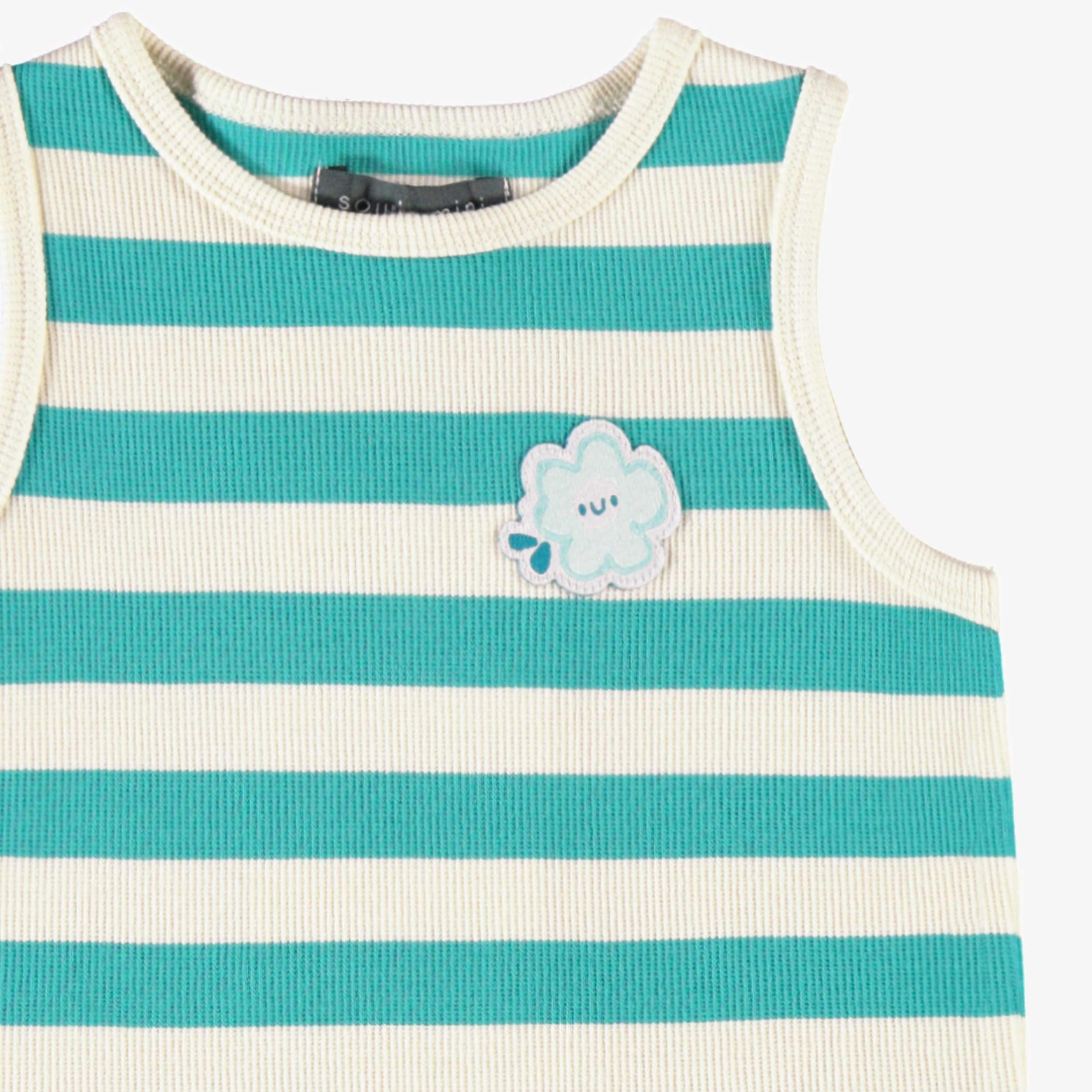Camisole crème et turquoise à rayures, bébé - Image 2