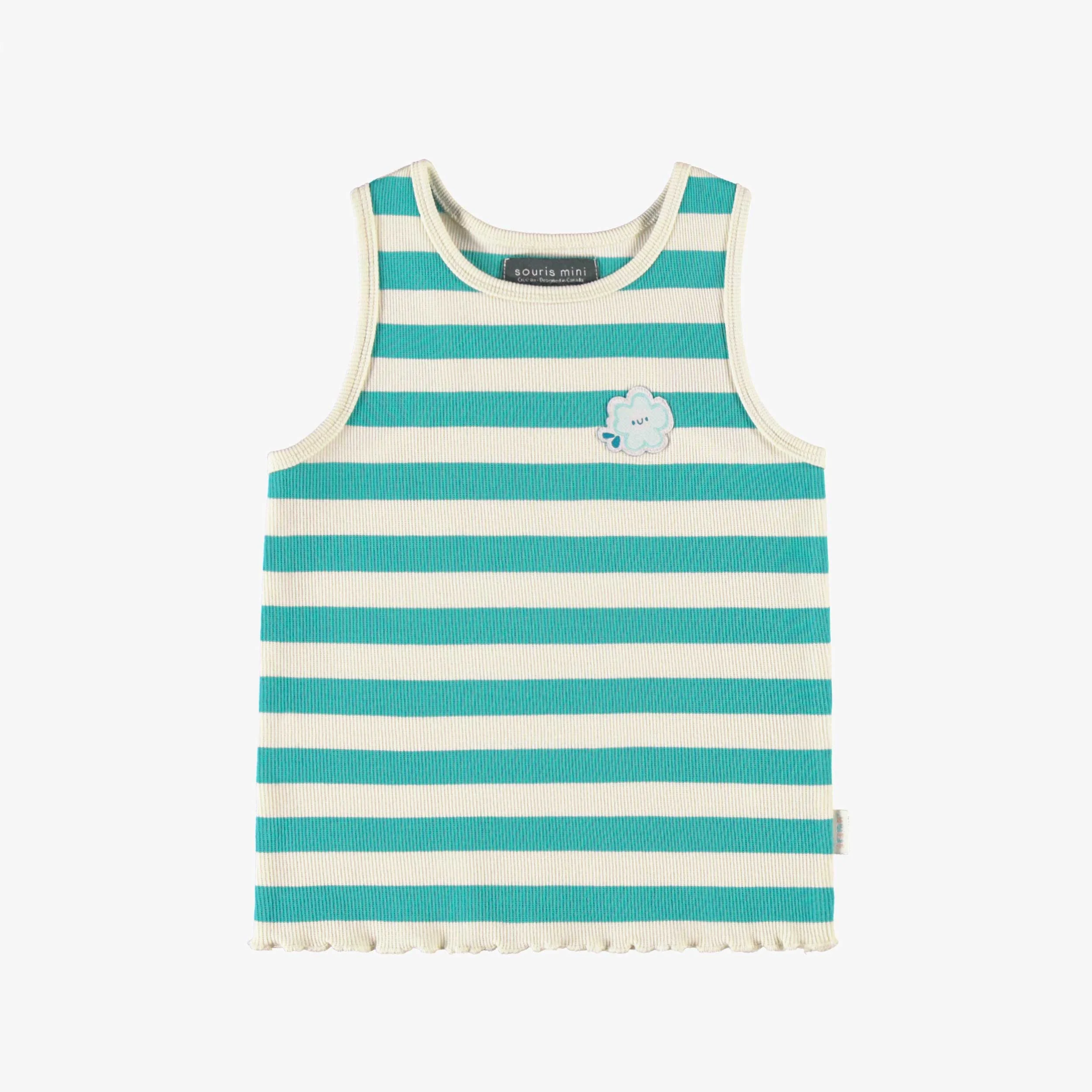 Camisole crème et turquoise à rayures, enfant