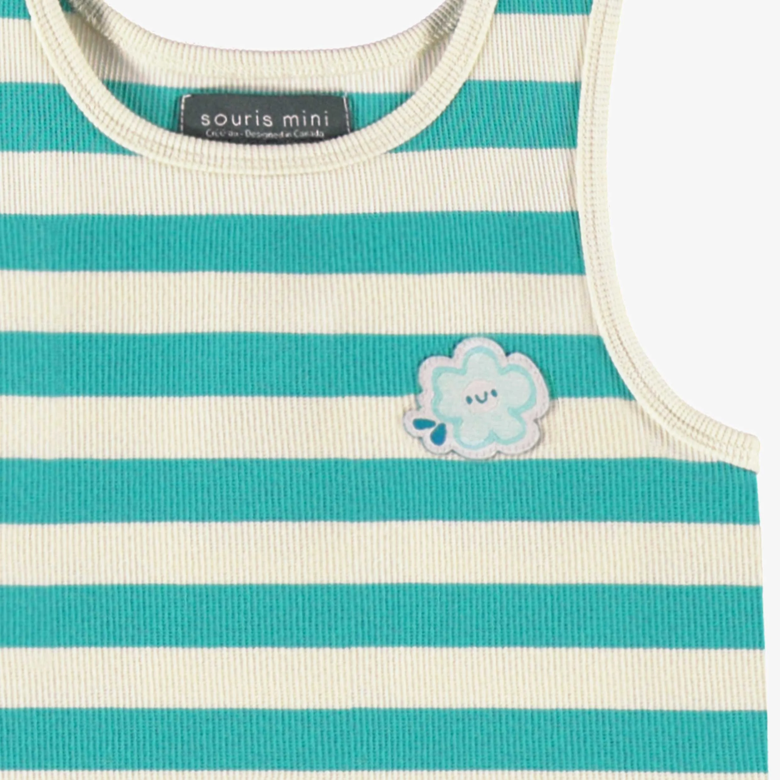 Camisole crème et turquoise à rayures, enfant - Image 2
