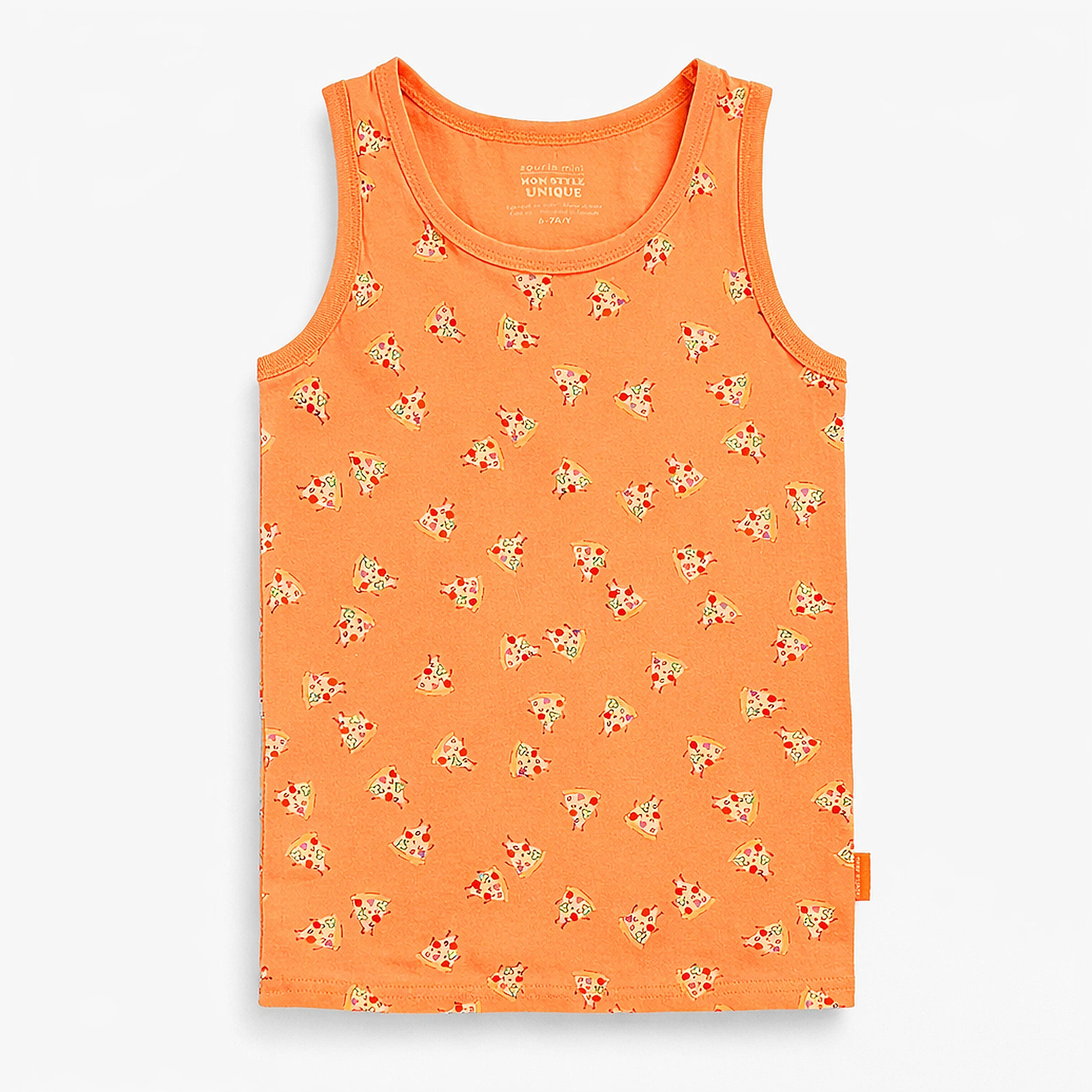 Camisole orange à motifs de pizzas, enfant