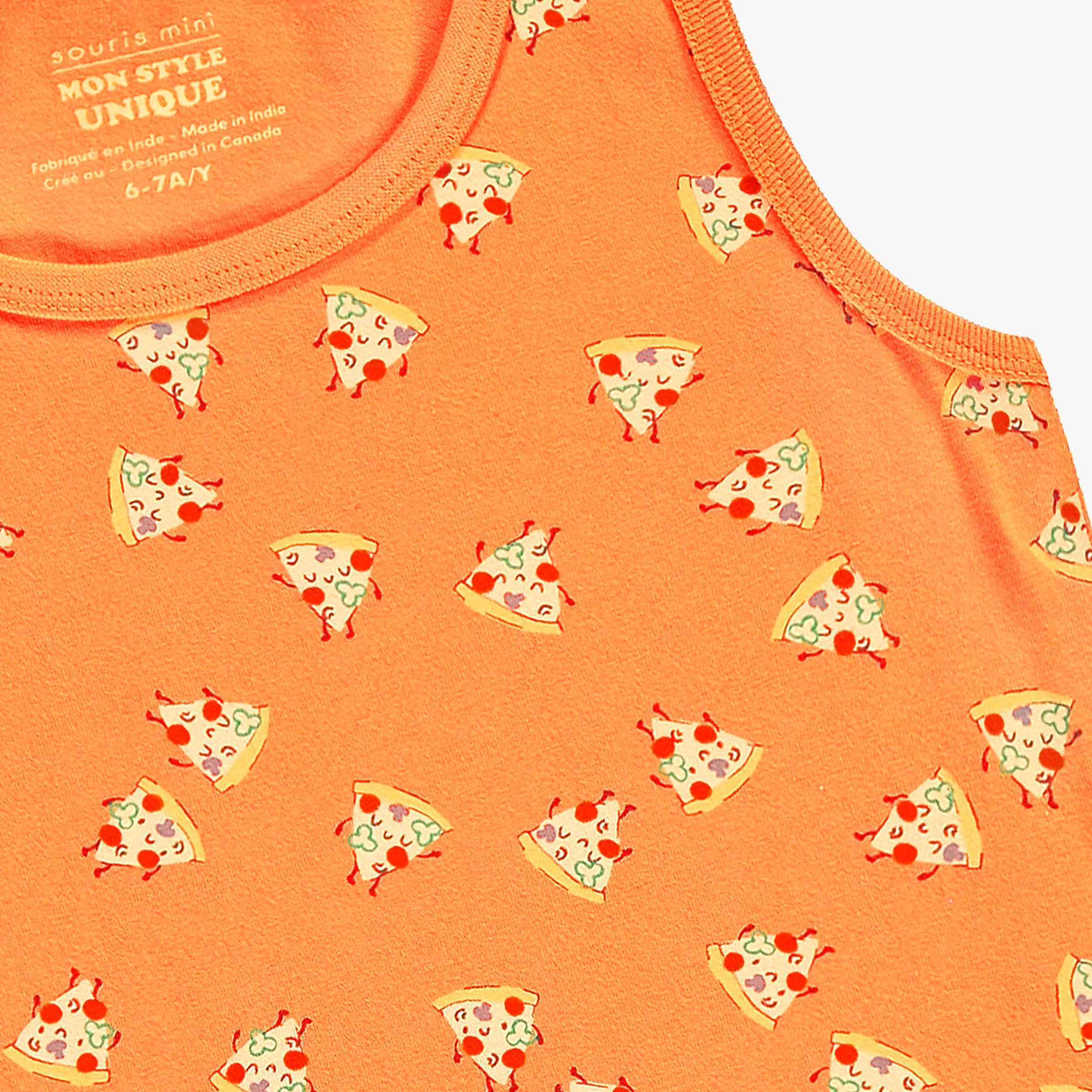 Camisole orange à motifs de pizzas, enfant - Image 3