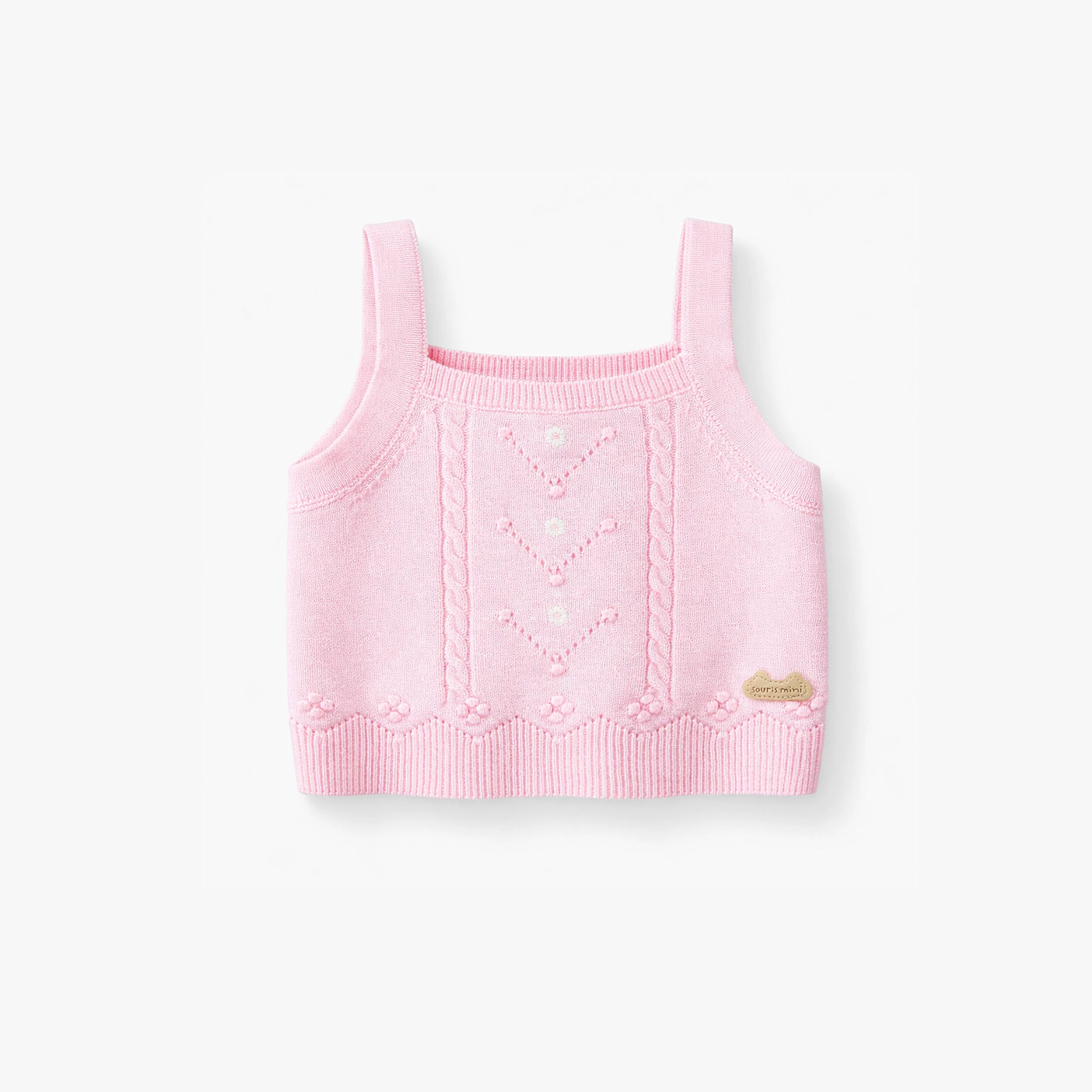 Camisole rose en tricot à motif pointelle, naissance