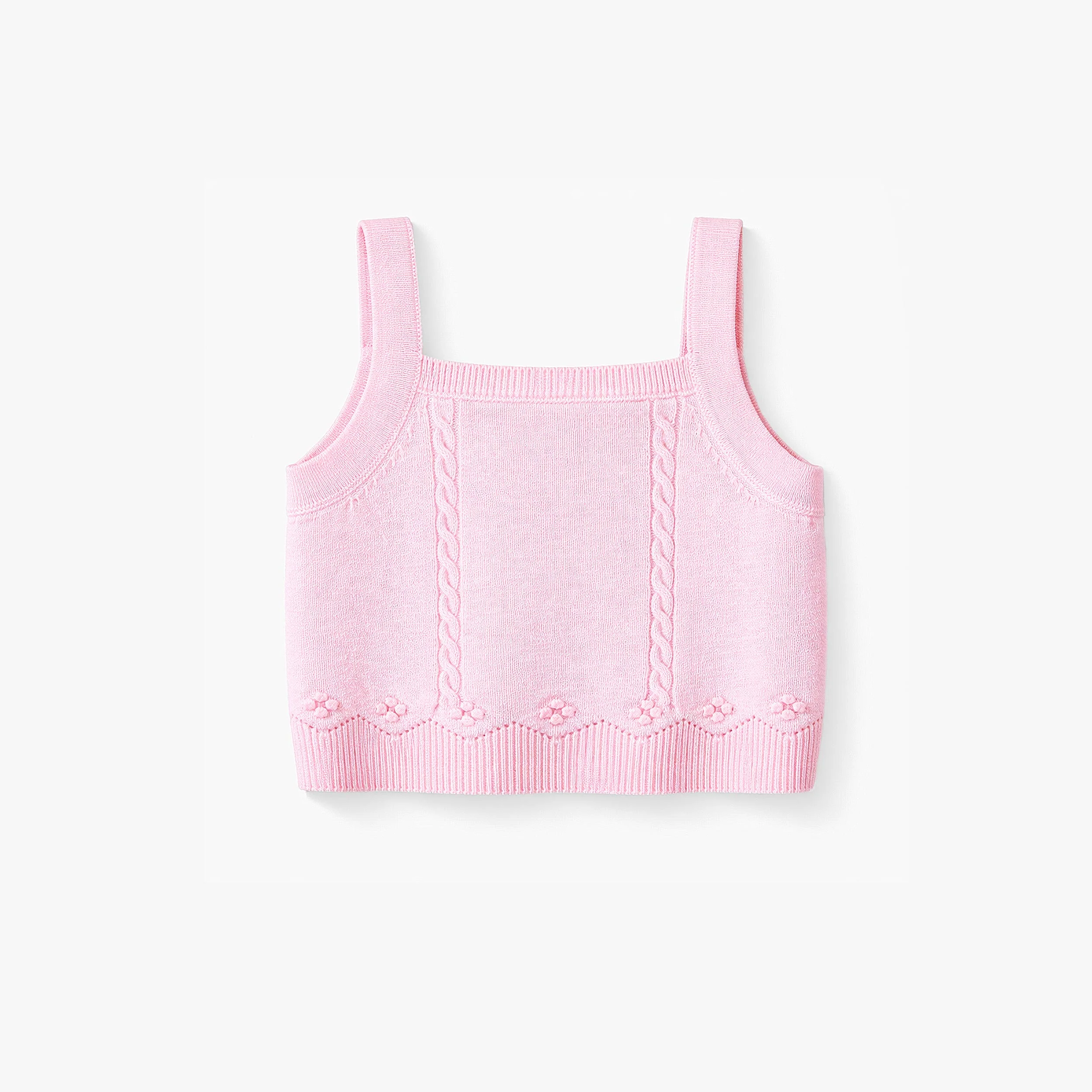 Camisole rose en tricot à motif pointelle, naissance - Image 3
