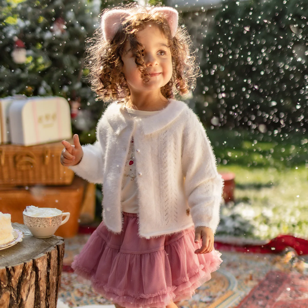 Cardigan blanc pelucheux, bébé - Image 2