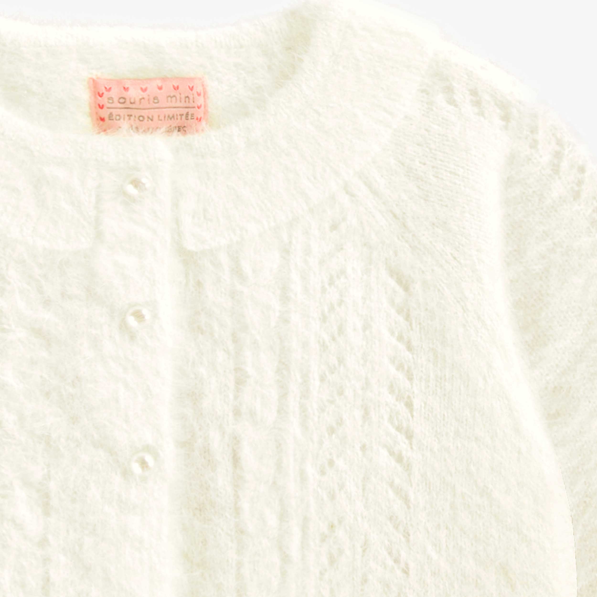 Cardigan blanc pelucheux, bébé - Image 3