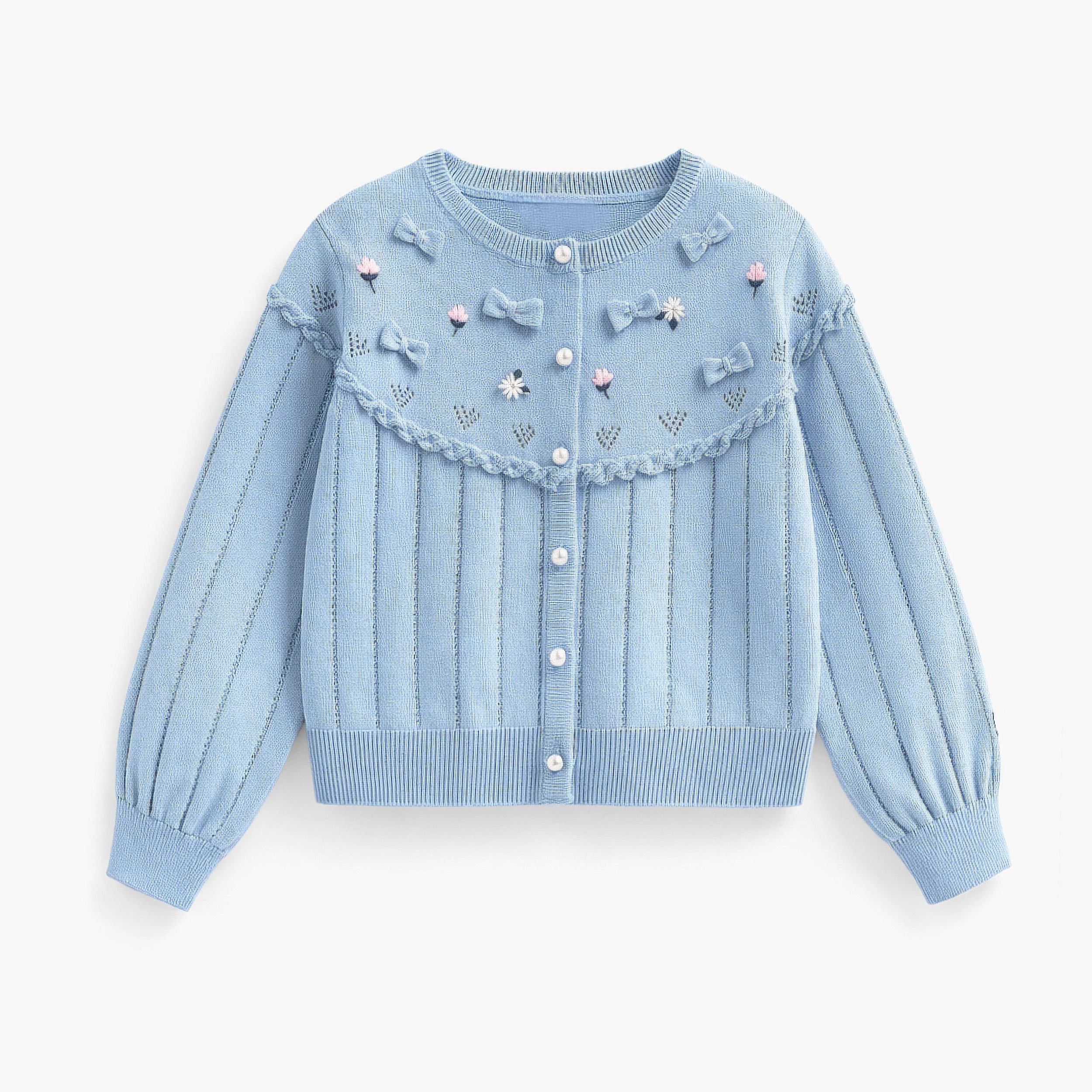 Cardigan bleu en tricot, enfant