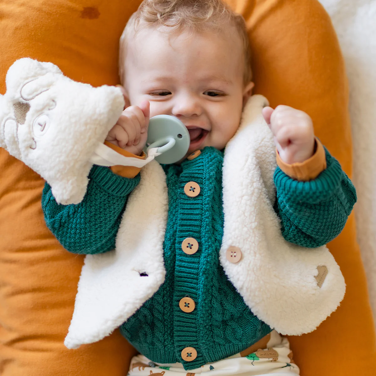 Cardigan bleu sarcelle en tricot, naissance - Image 4