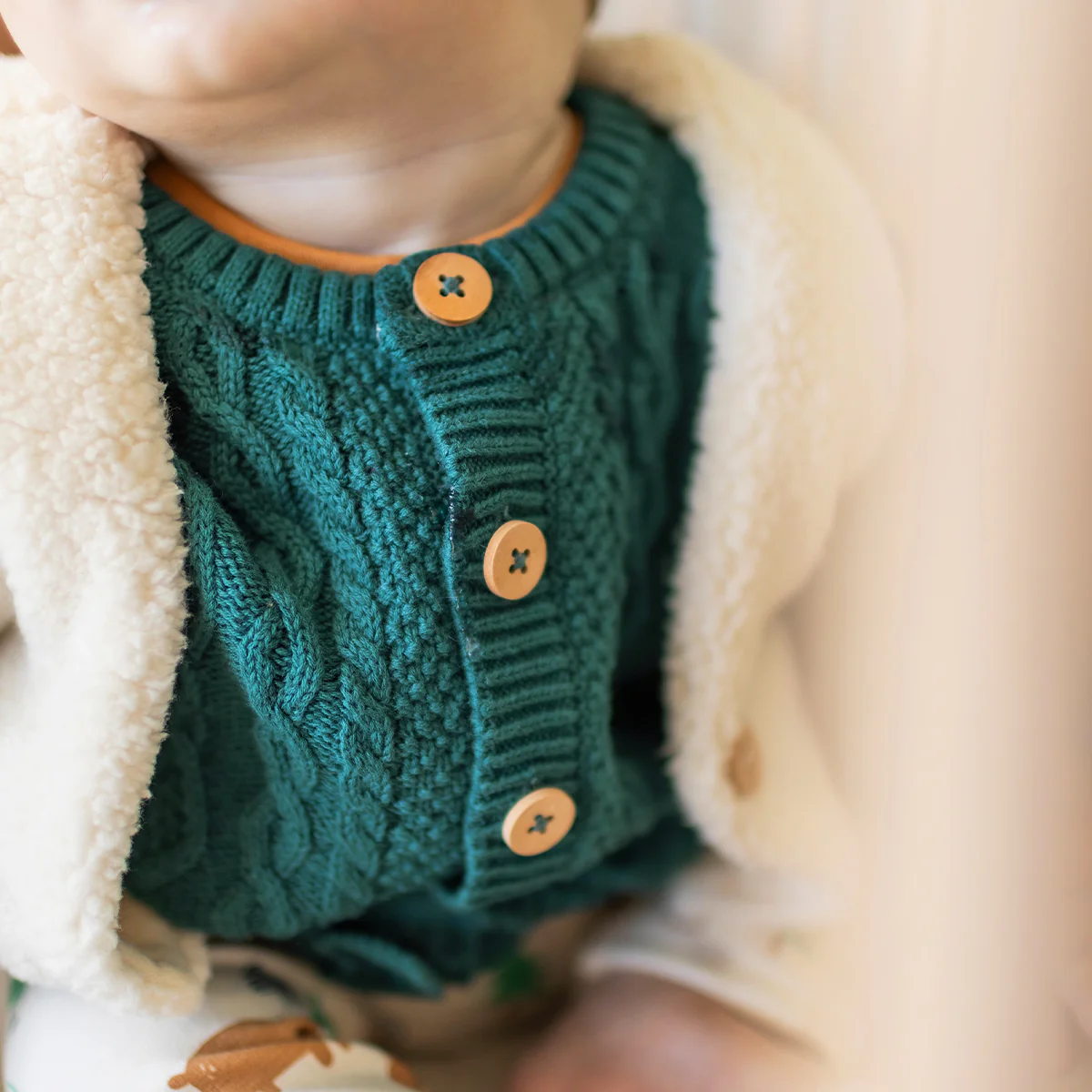 Cardigan bleu sarcelle en tricot, naissance - Image 5