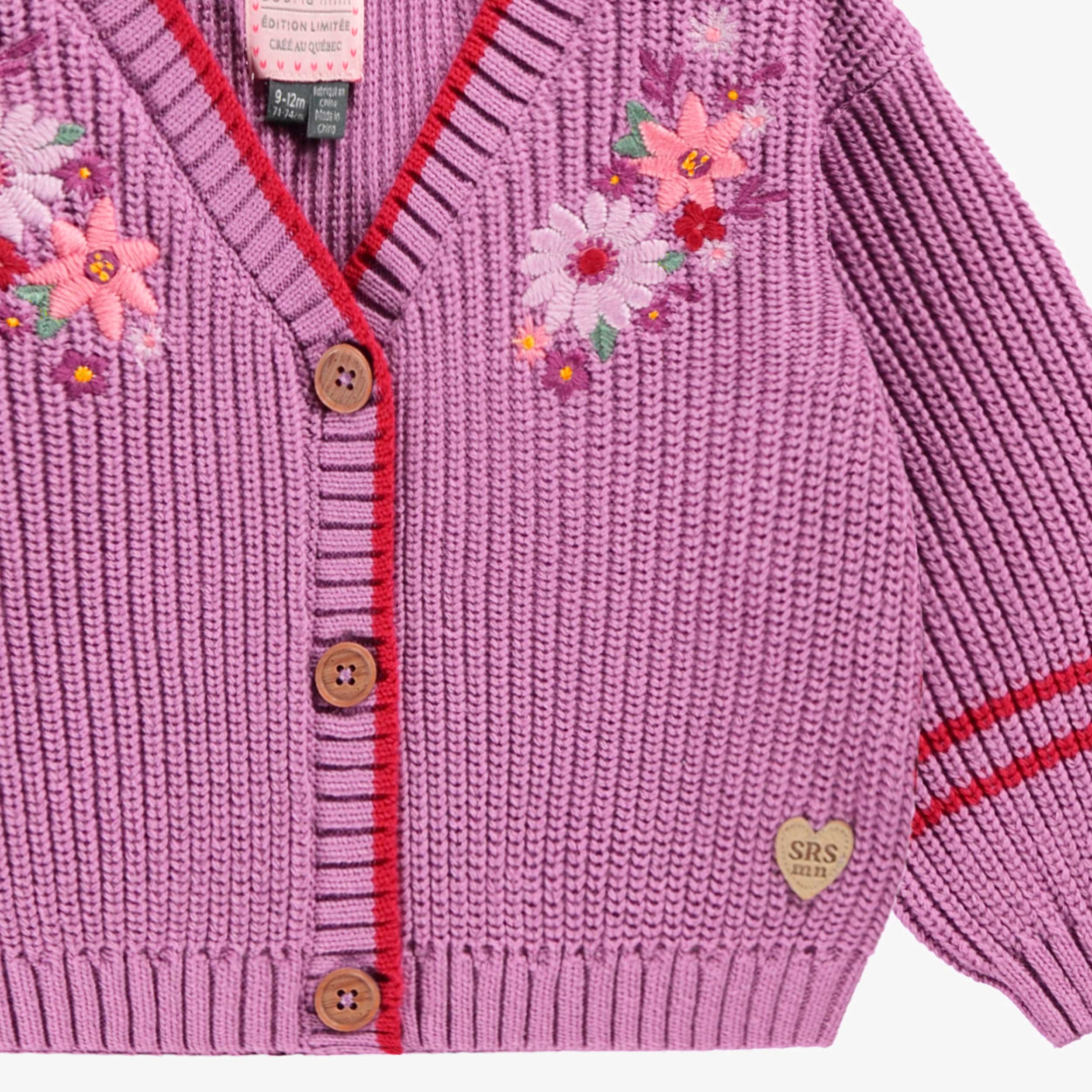 Cardigan mauve en tricot, bébé - Image 3