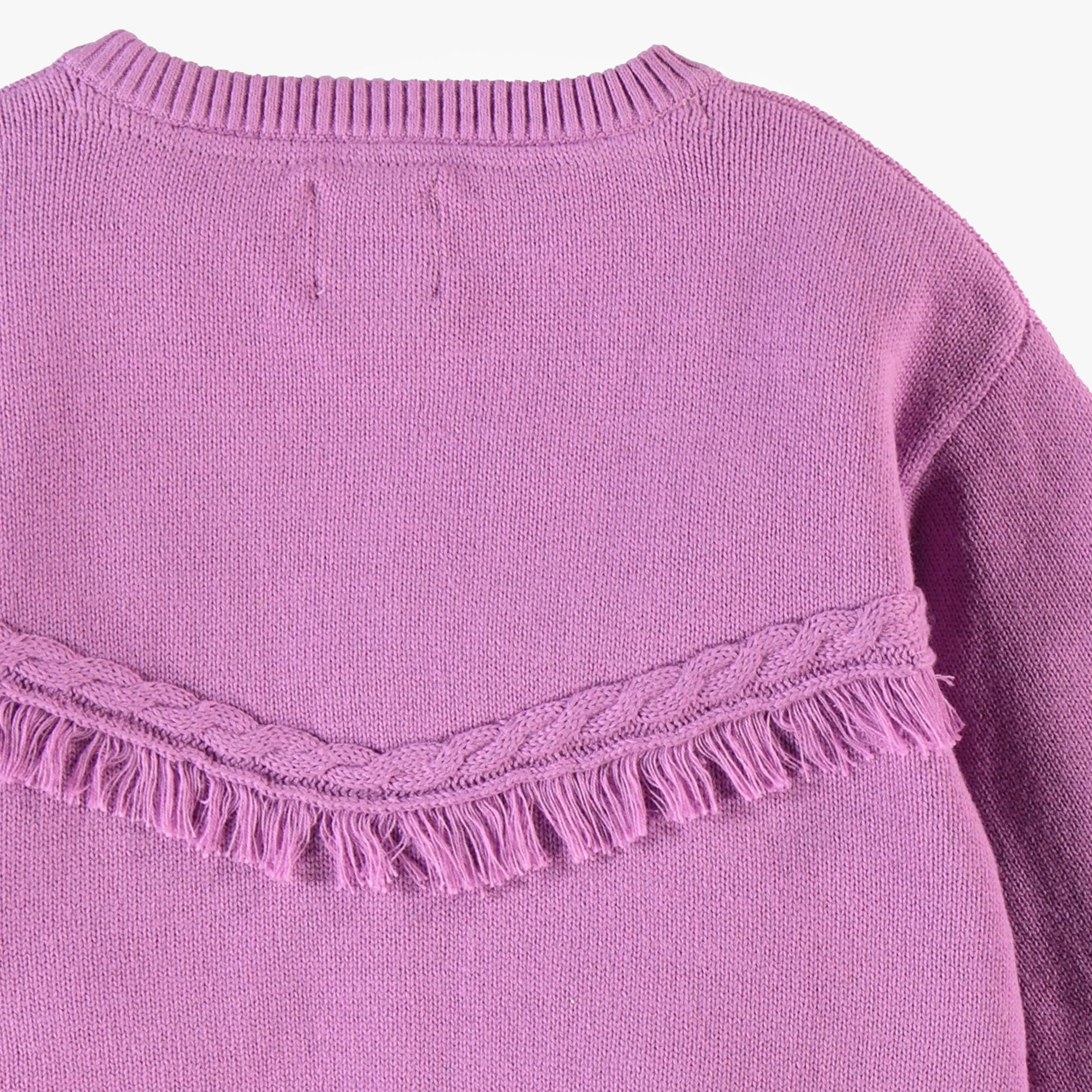 Cardigan mauve en tricot à motifs d’étoiles, enfant - Image 4