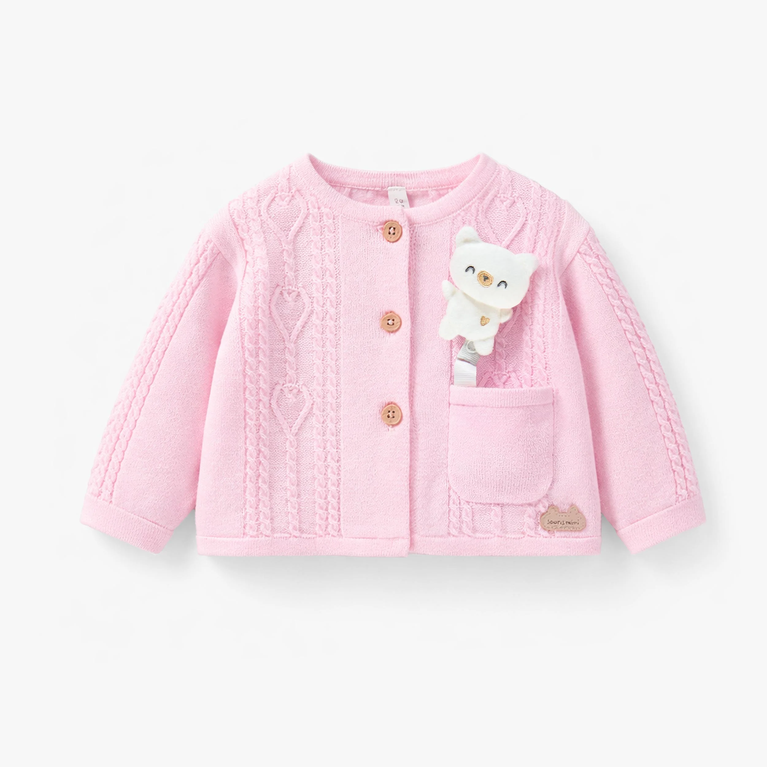 Cardigan rose en tricot, naissance - Image 2