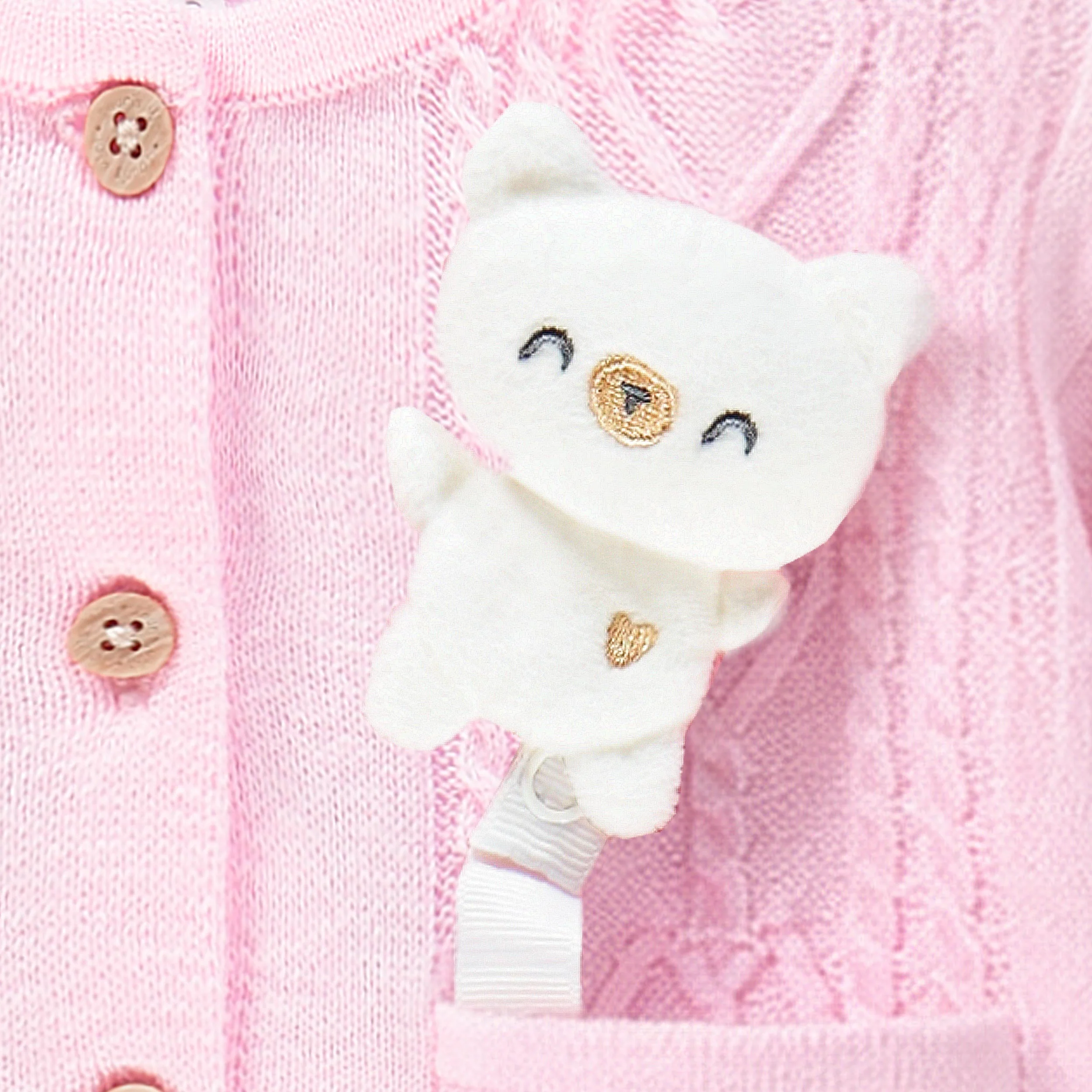 Cardigan rose en tricot, naissance - Image 3